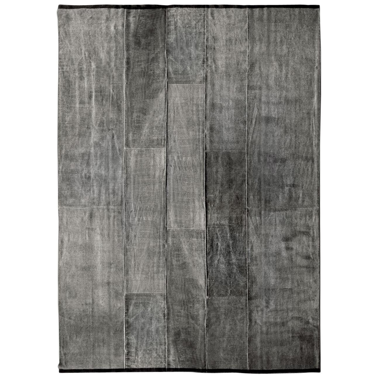 Contemporary Thin Light Natural Grey Wool Rug by Deanna Comellini 310x390 cm For Sale