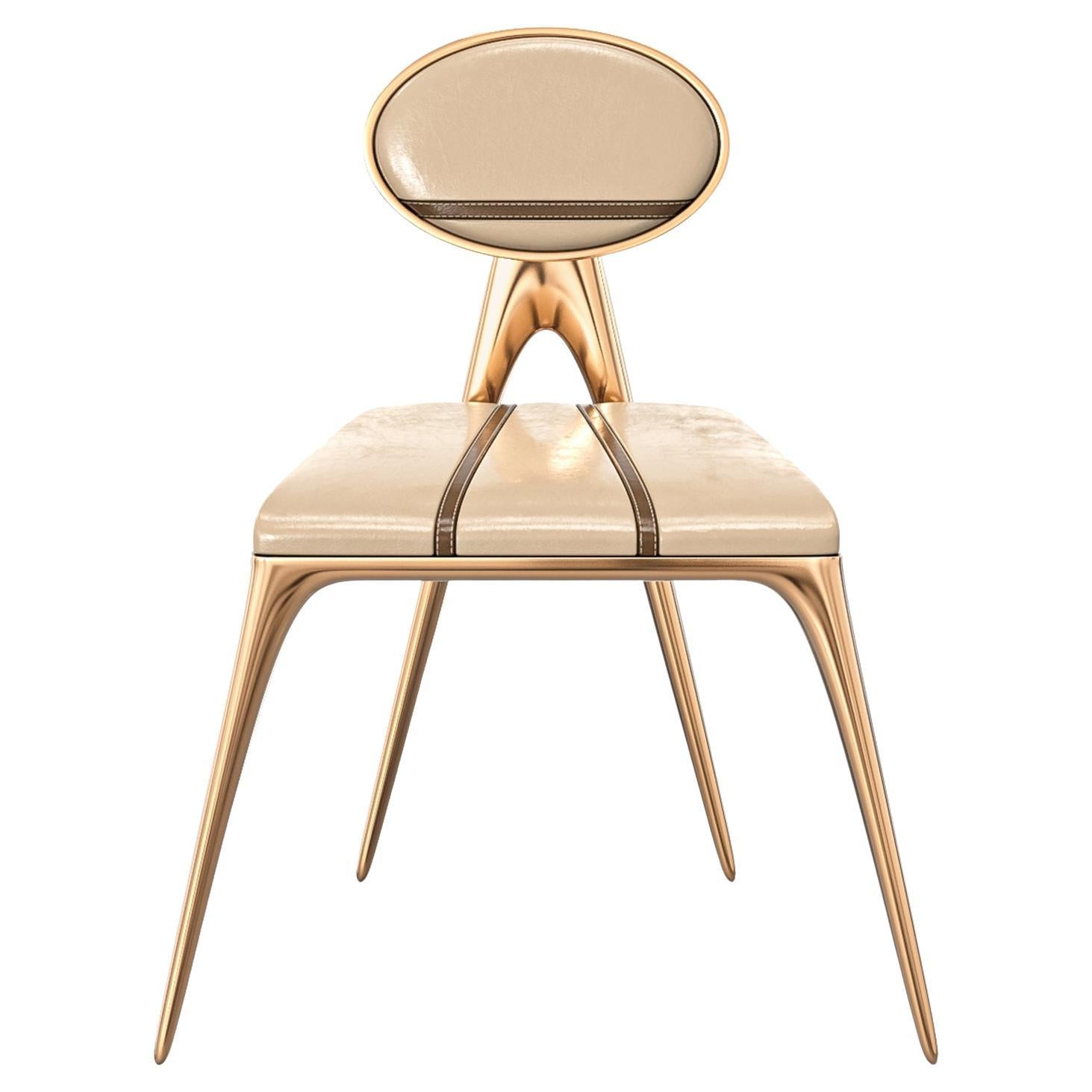"Sogno" Chair, Set of Eight, with Bronze and Tailor Made Leather, Istanbul