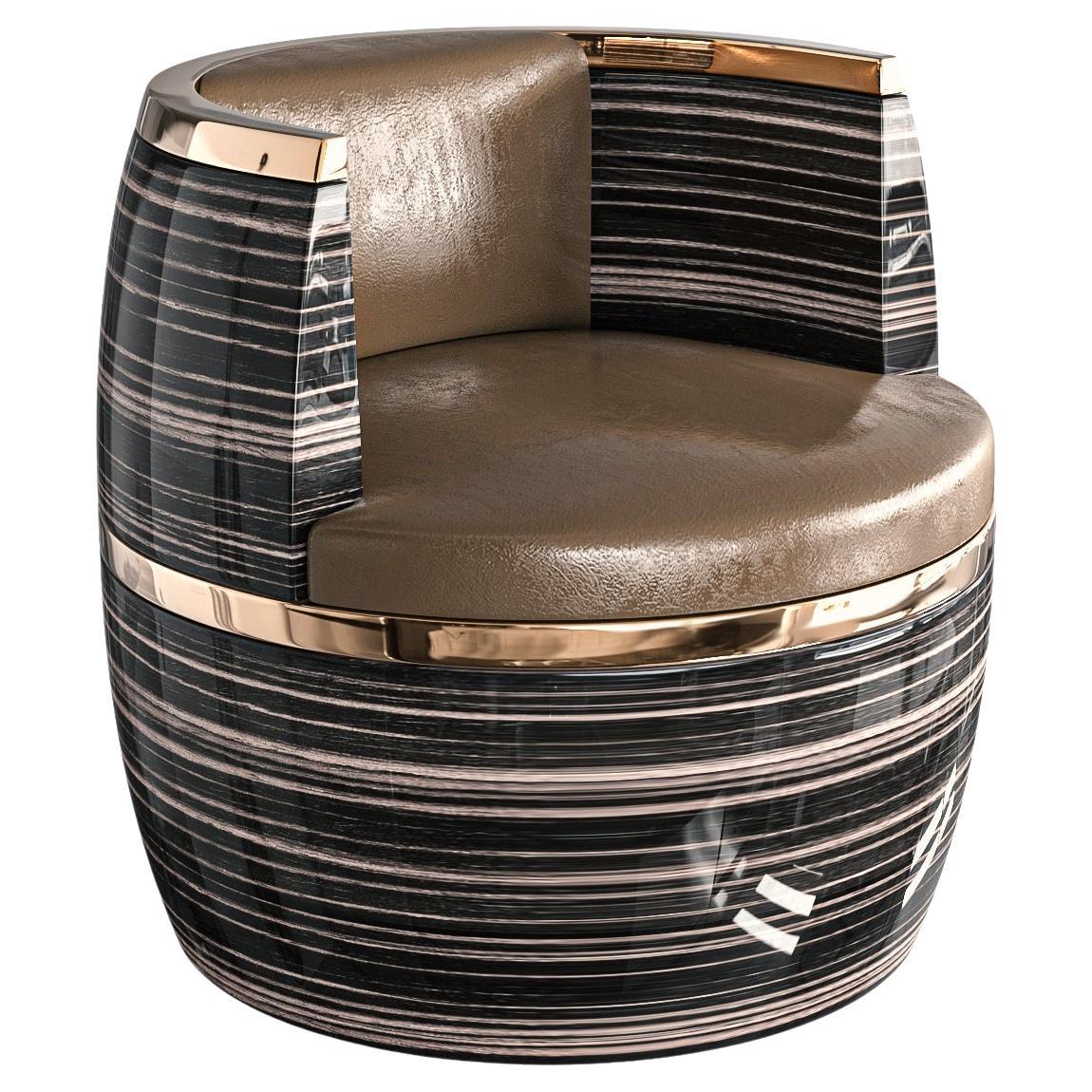 "L'uovo" Club Chair with Bronze Details, Hand Crafted, Istanbul