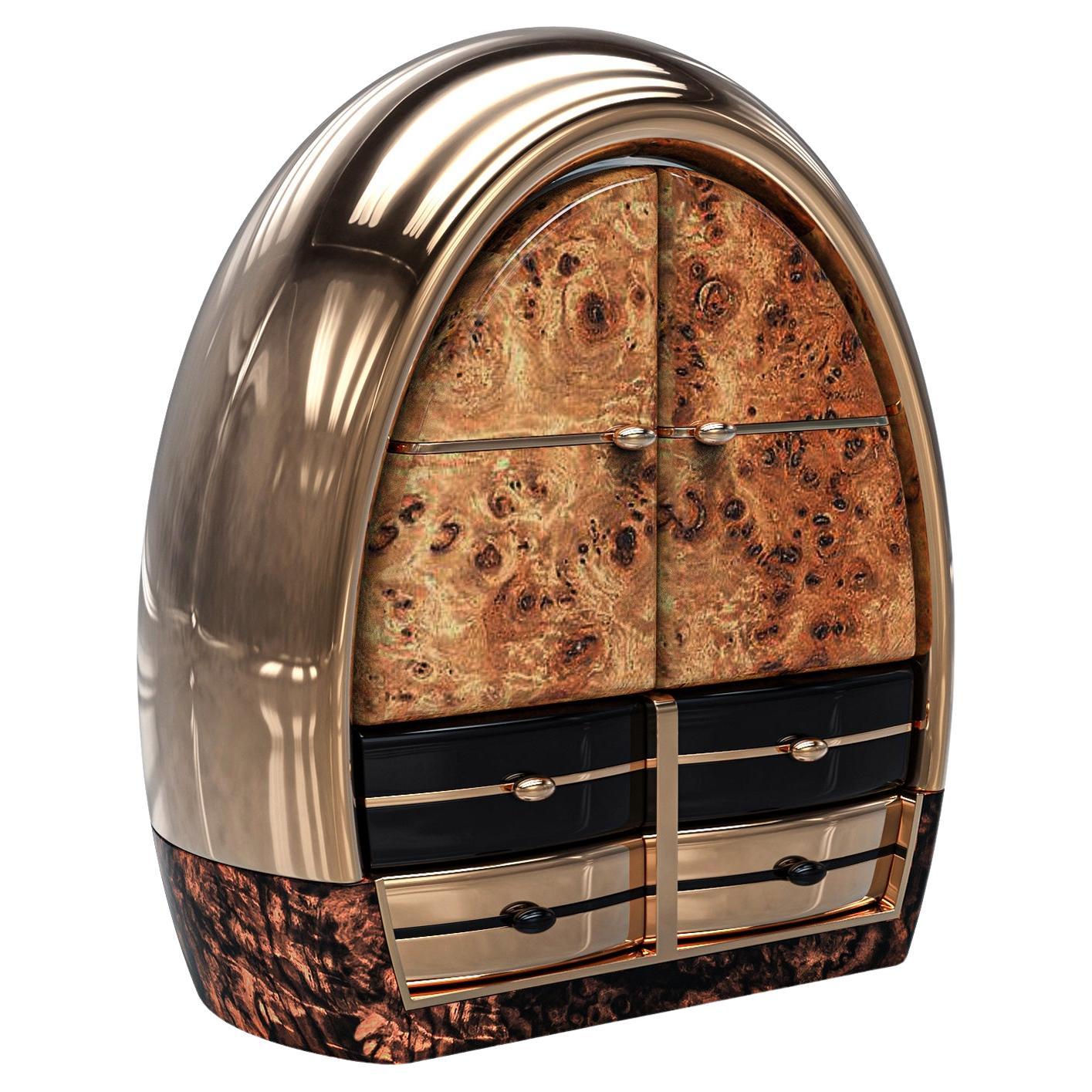 Credenza "L'uovo" con bronzo e acciaio inossidabile, fatta a mano, Istanbul in vendita