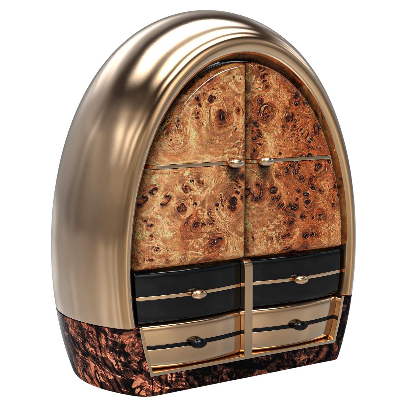 Credenza "L
uovo" de bronce y acero inoxidable, hecha a mano, Estambul