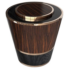 "L'uovo" Side Table with Bronze and Finely Crafted Woods, Handmade, Istanbul