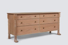 Lupa Modern Classical Dresser with Carved Oak Paw Feet in Light Fumed Oak Finish
