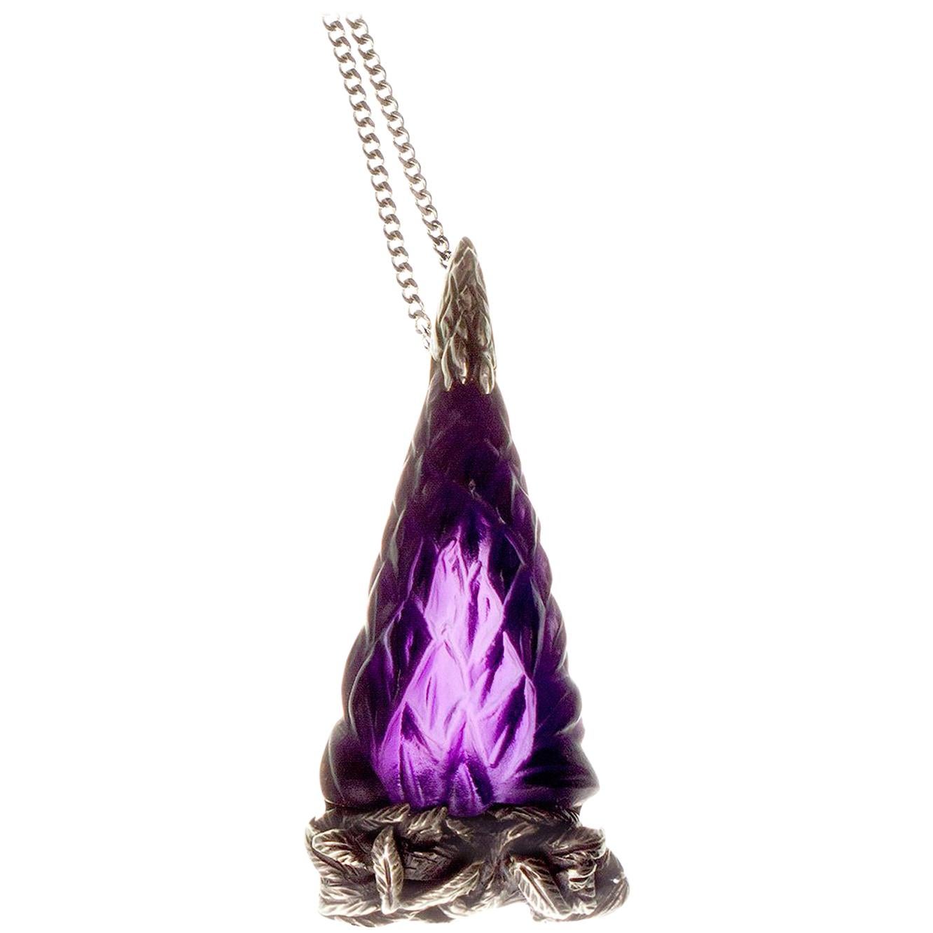 Lupine Contemporary Pendant Necklace with Amethyst For Sale