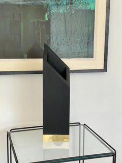 Lupo Horiokami Italian Babel Wolf Vase Black Ash and Brass