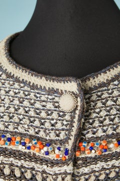 Lurex-Jacquard-Strickjacke mit Perlenstickerei Chanel