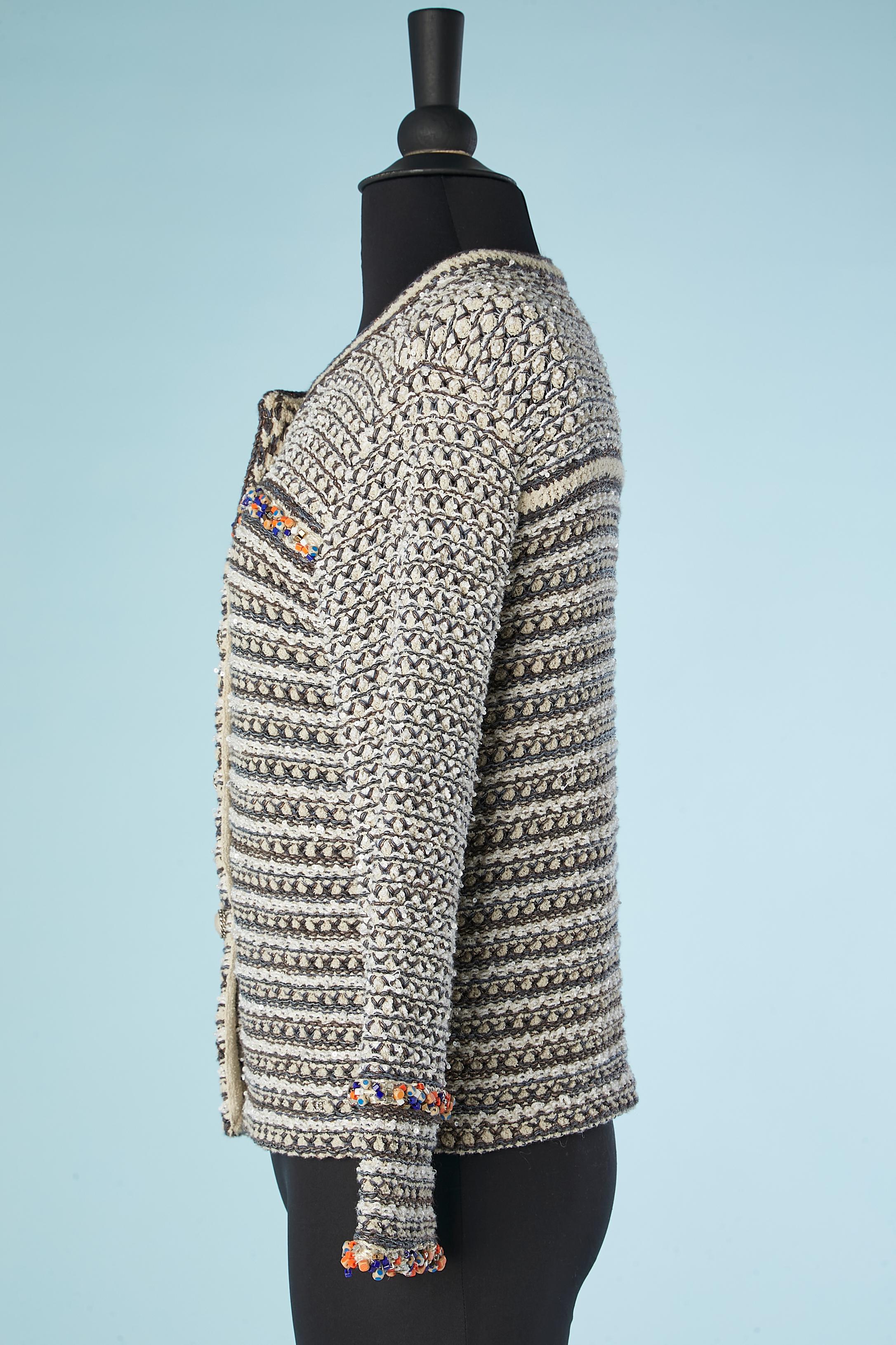 Women's Lurex jacquard cardigan with beadwork Chanel  For Sale