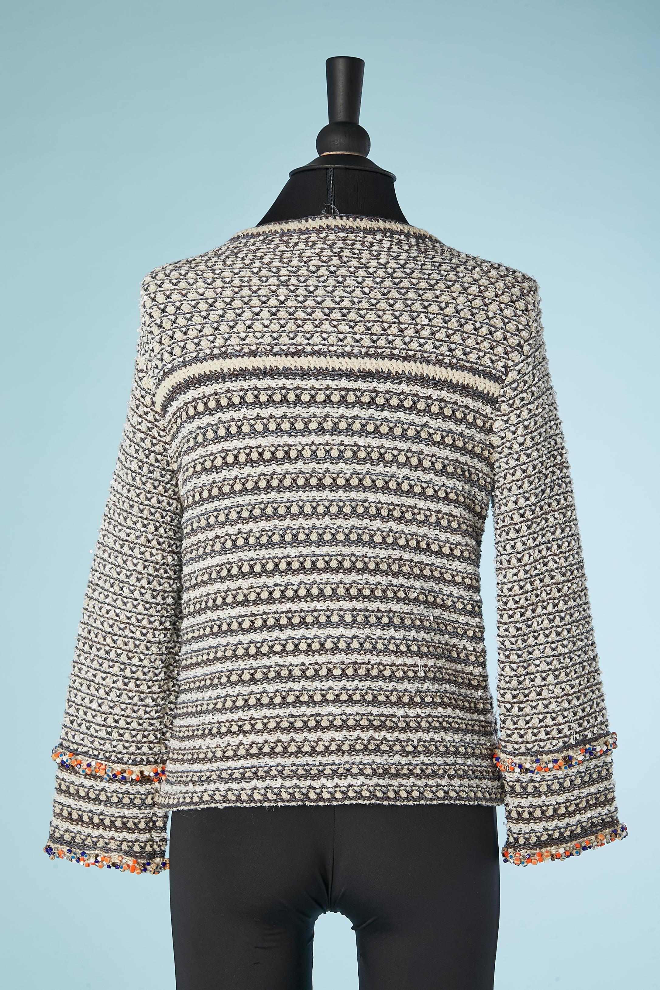 Lurex jacquard cardigan with beadwork Chanel  For Sale 1