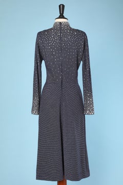 Lurex jersey cocktail dress with rhinestone Pauline Trigère