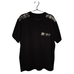 Used Lurex Tweed Shoulders Pocket T-shirt Organic Cotton Black Large 