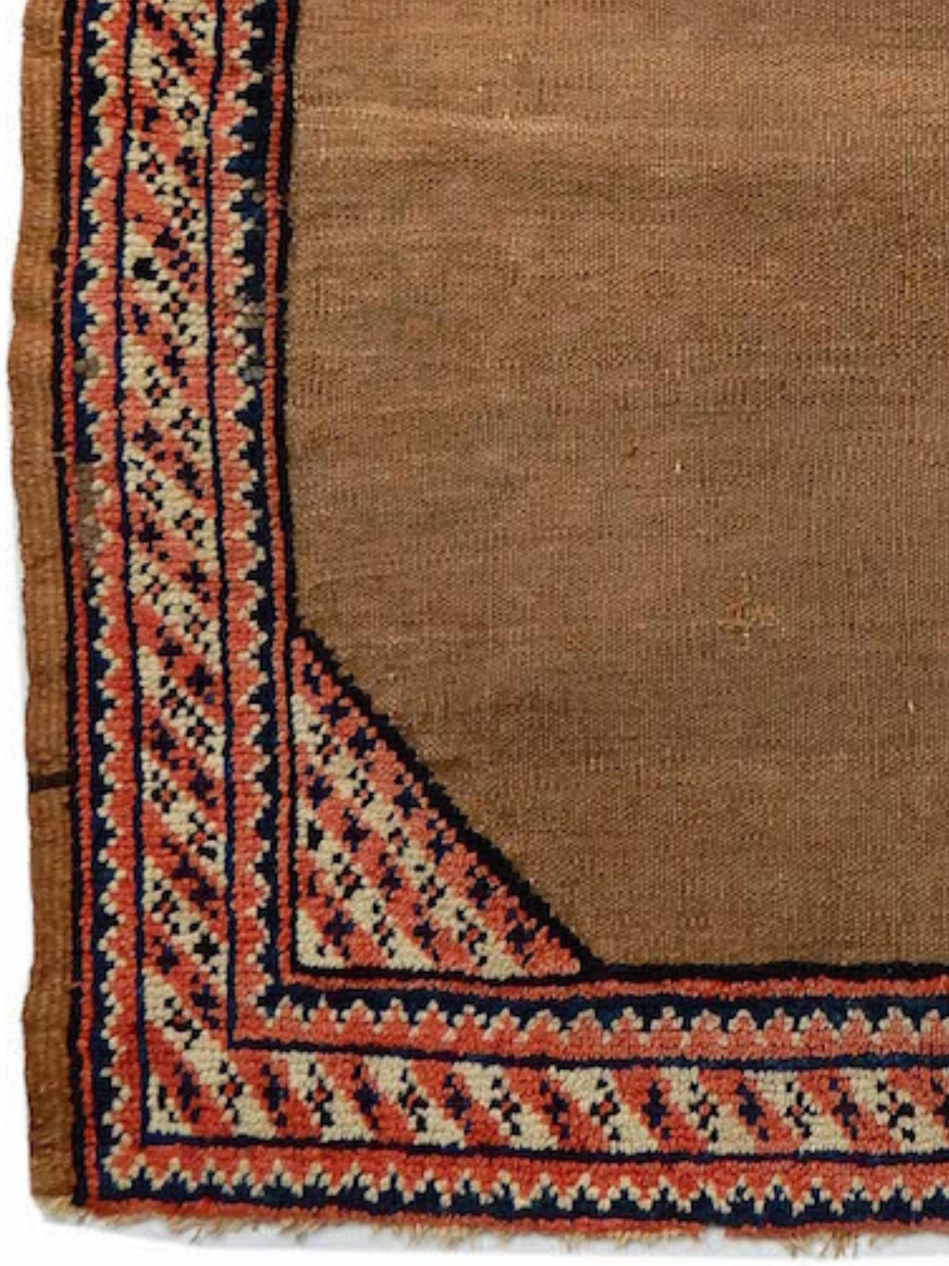 Persian Luri Mixed Technique Camel Wool Soffreh Mat, c. 1900 For Sale