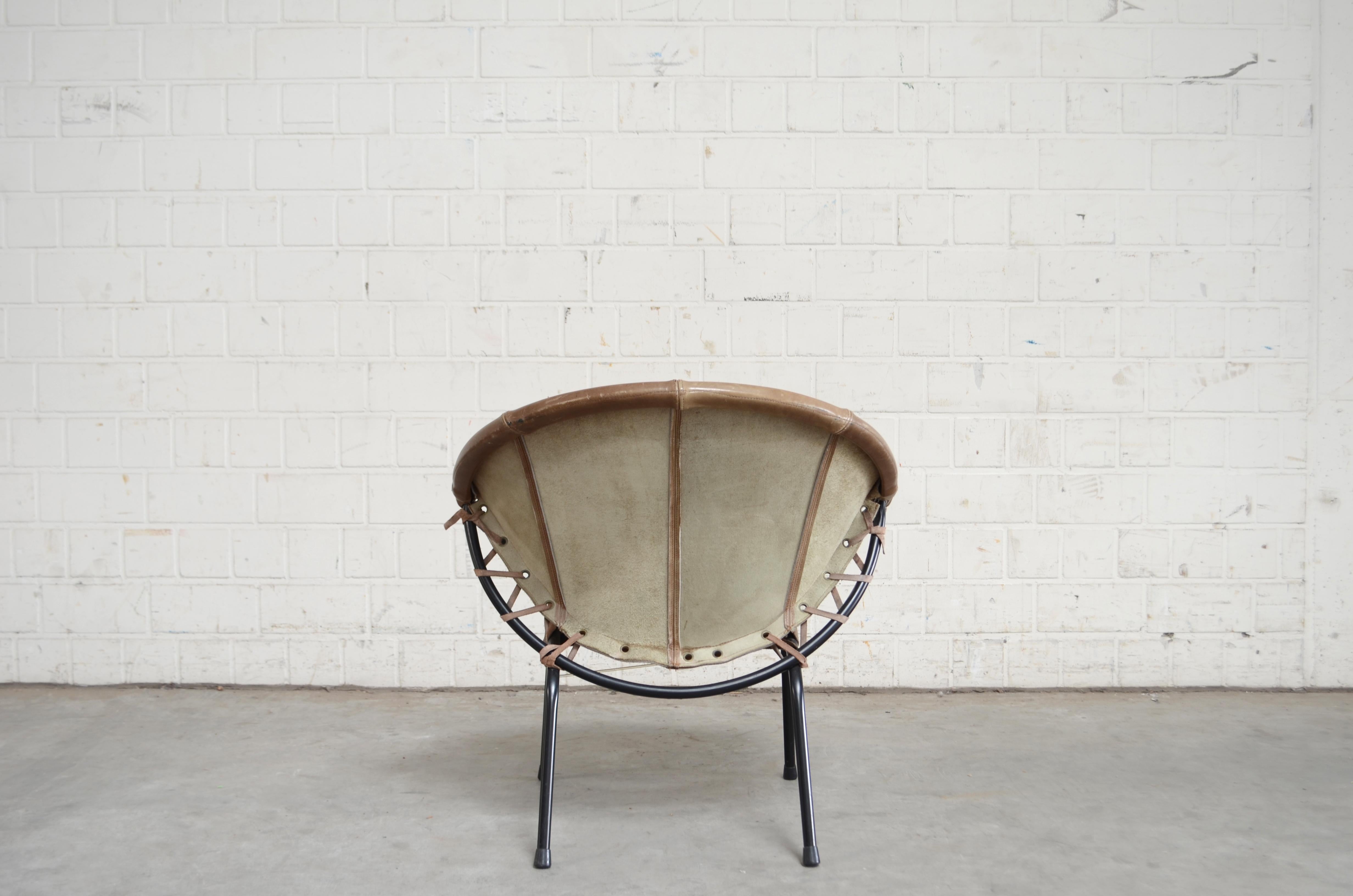 20th Century Lusch + Co Balloon Cocktail Leather brown Chair