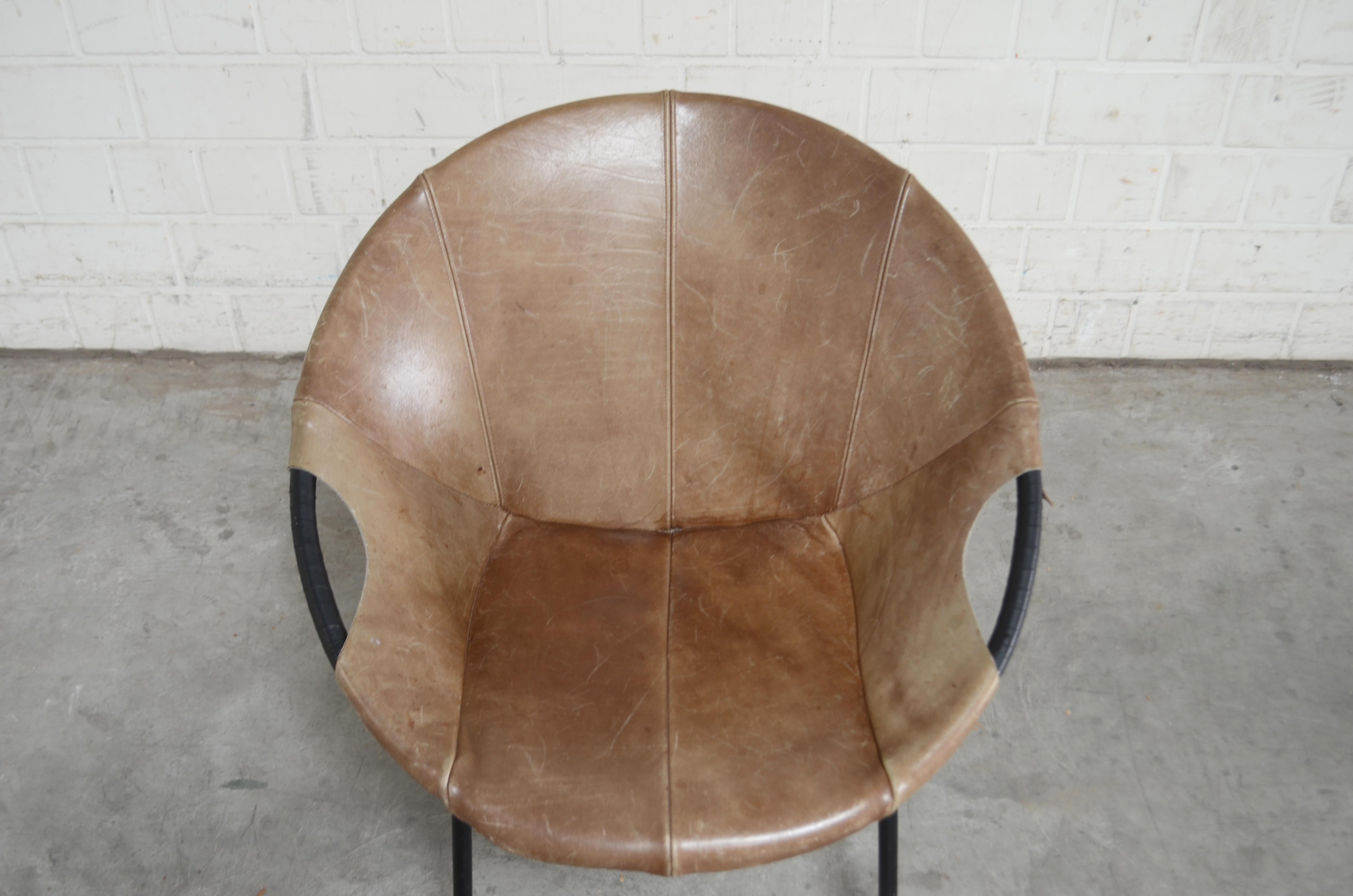 Metal Lusch + Co Balloon Cocktail Leather brown Chair