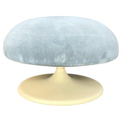 Lusch Erzeugnis Space Age Swivel Mushroom Stool, Gray Chenille, 1960's