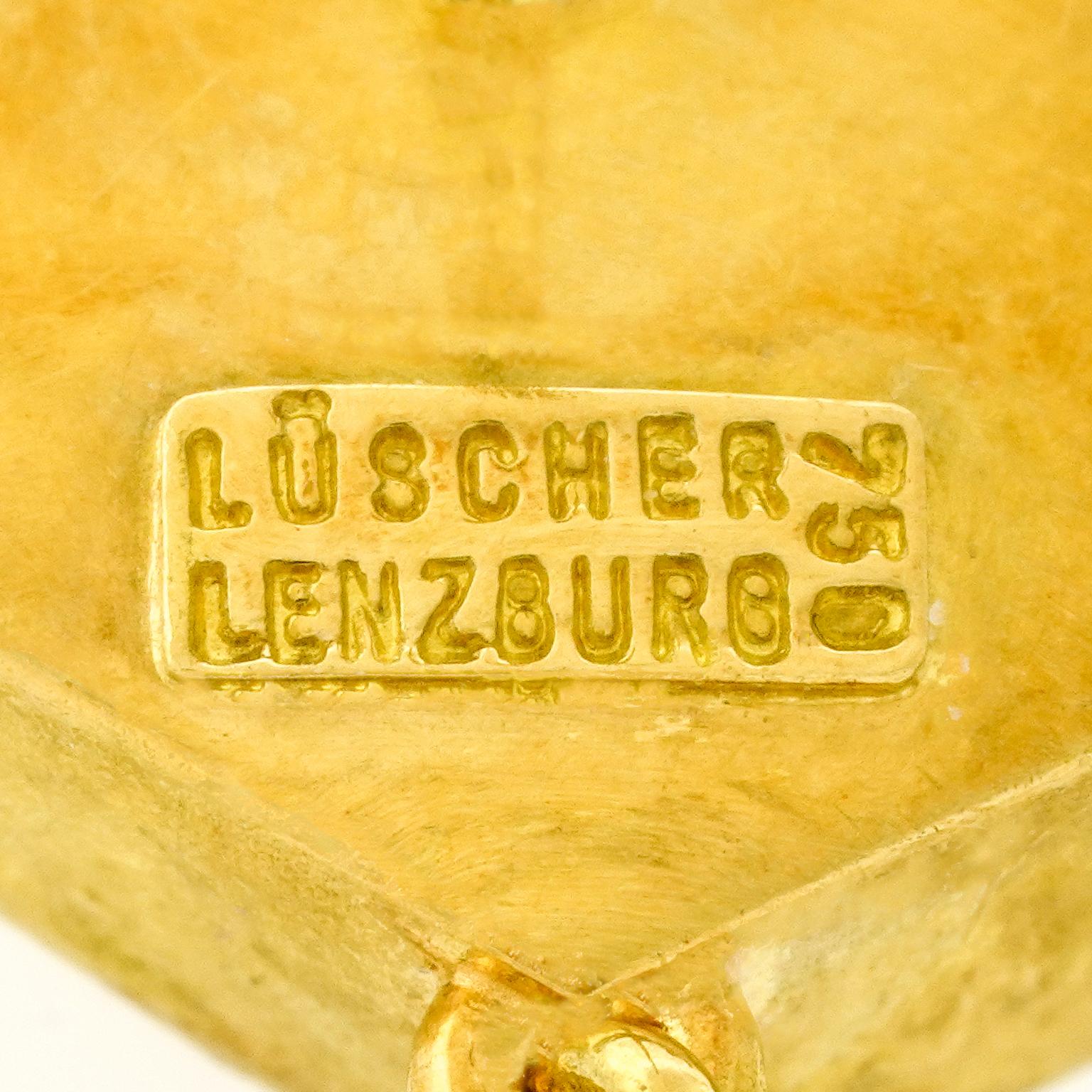 Luscher Swiss Modern Gold Tourmaline Earring In Excellent Condition In Litchfield, CT