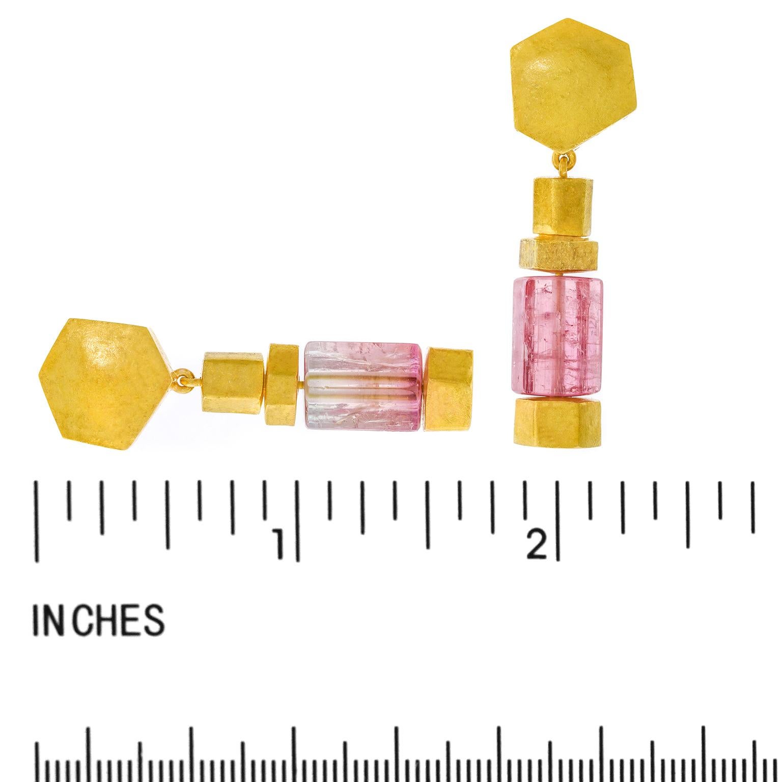 Women's Luscher Swiss Modern Gold Tourmaline Earring