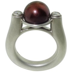 Luscious Chocolate Fresh Water Pearl and Diamond Ring