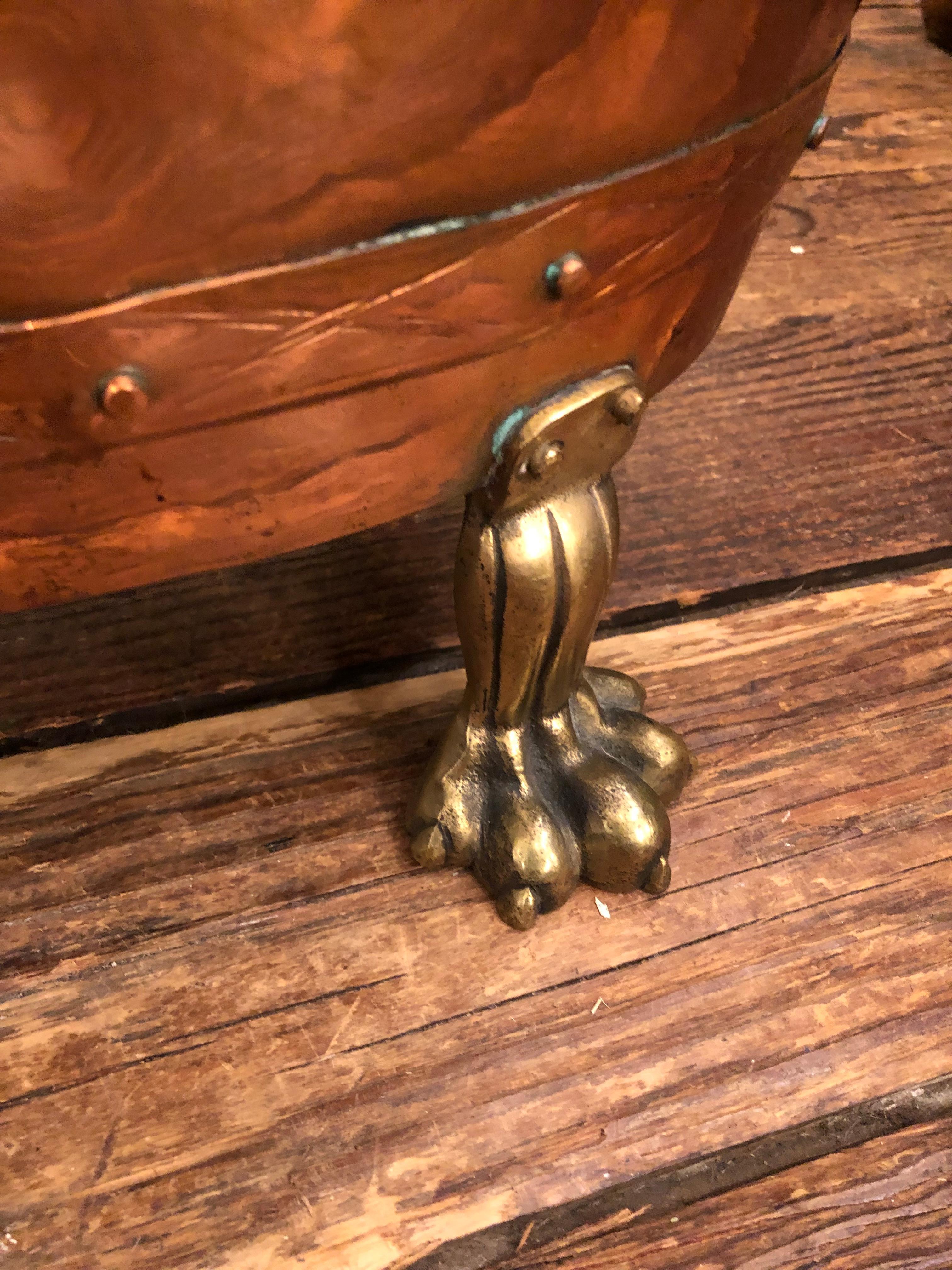 Luscious Copper & Brass Antique Log of Magazine Holder 1