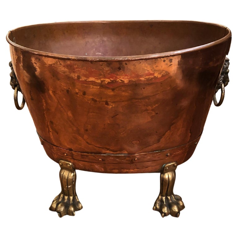 Luscious Copper and Brass Antique Log of Magazine Holder at 1stDibs