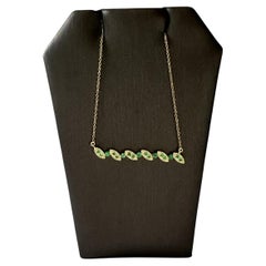 Luscious Green Emerald Necklace in 10kt Yellow Gold, New