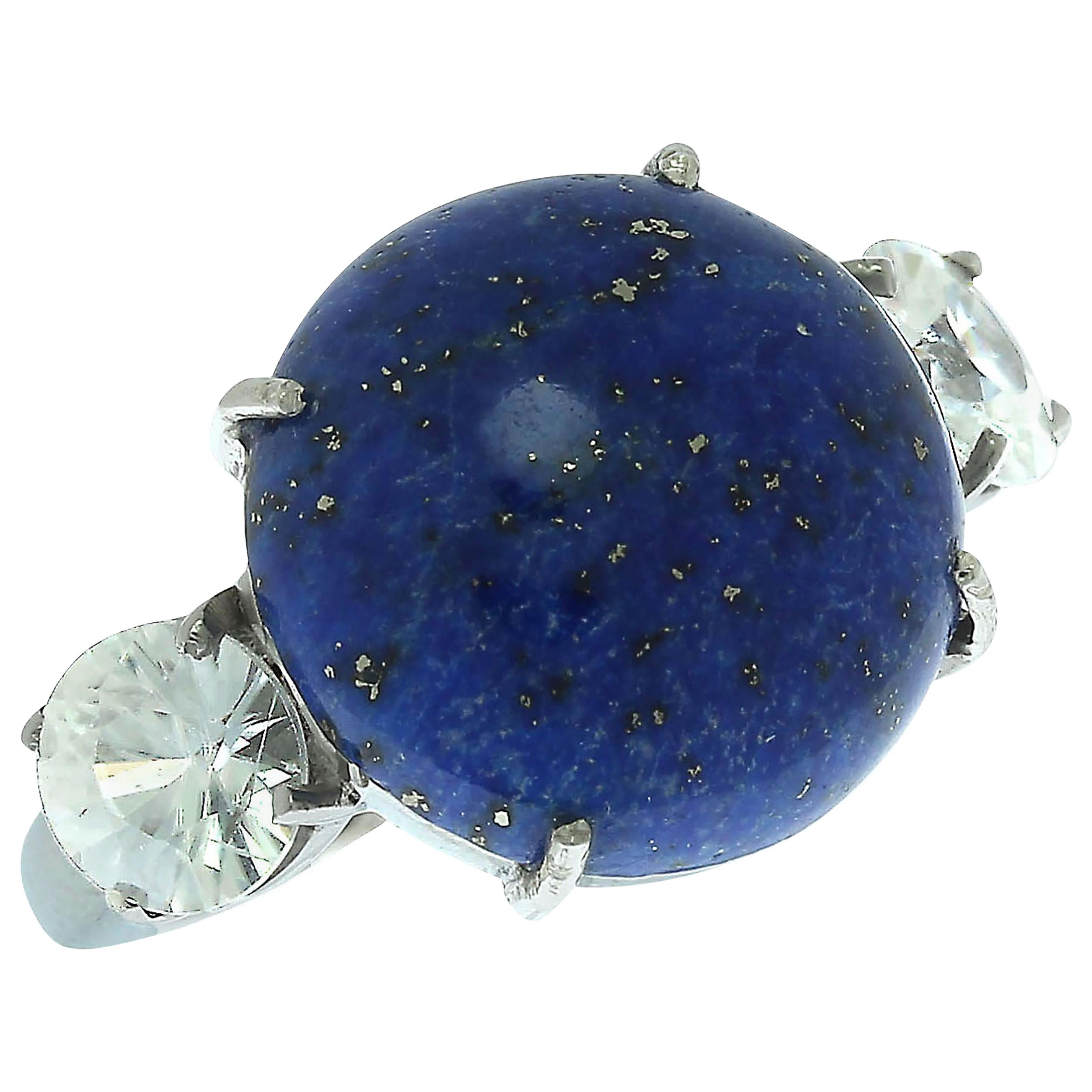 Gemjunky Luscious Lapis Lazuli and Glittering Zircon Gemjunky Ring