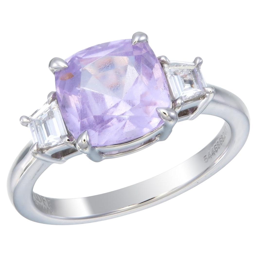 'Luscious Lilac', a 2.93 Carat, Three-Stone Pinkish Purple Spinel Ring For Sale