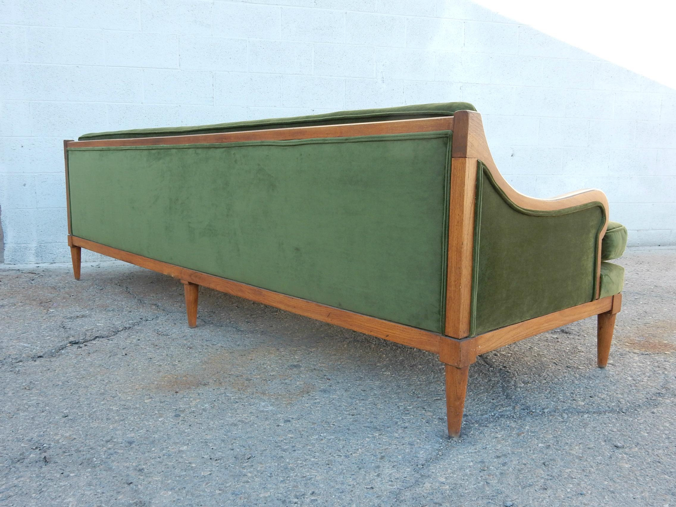 mid century velvet sofa