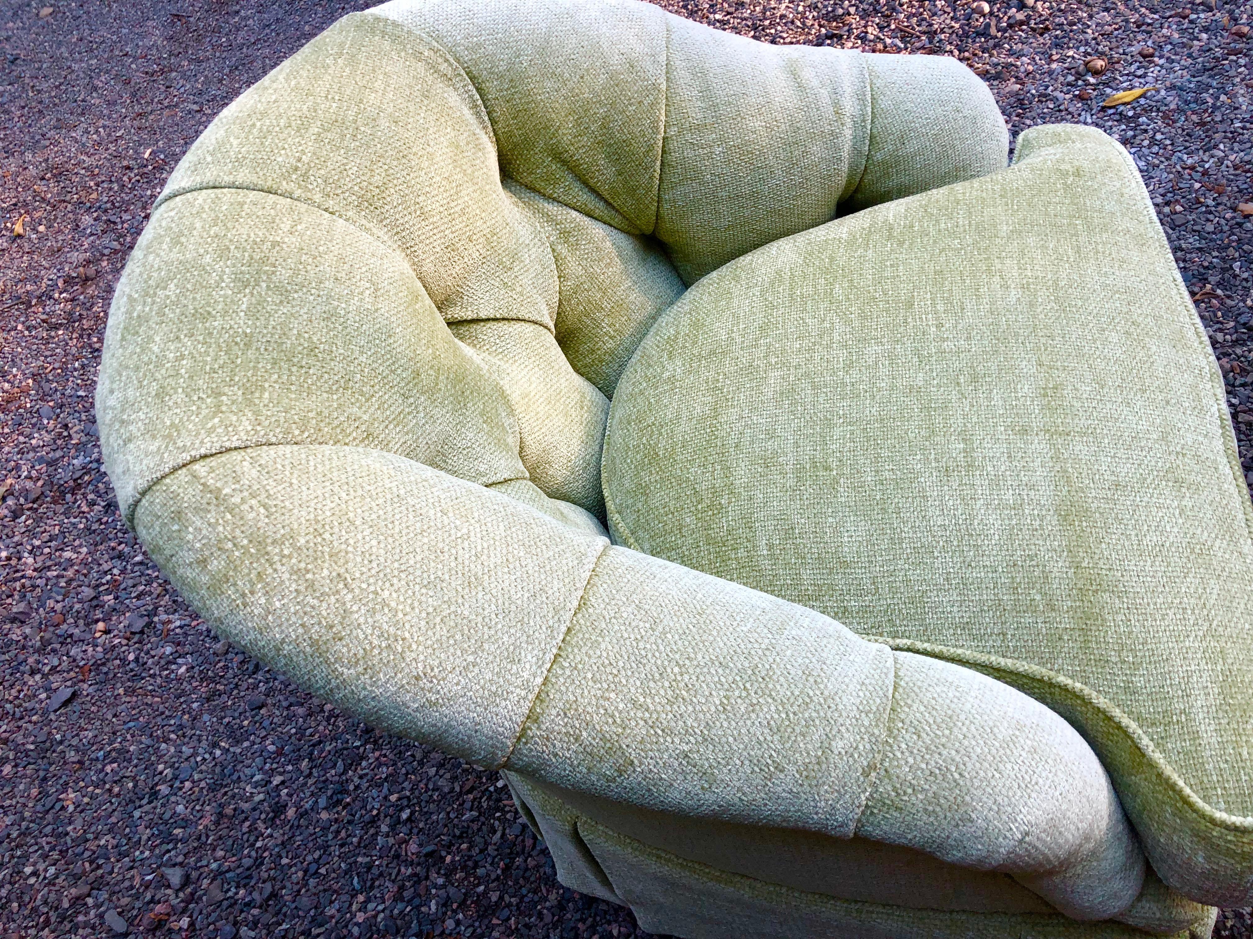 Luscious Pair of Vintage Pale Green Chenille Club Chairs 4