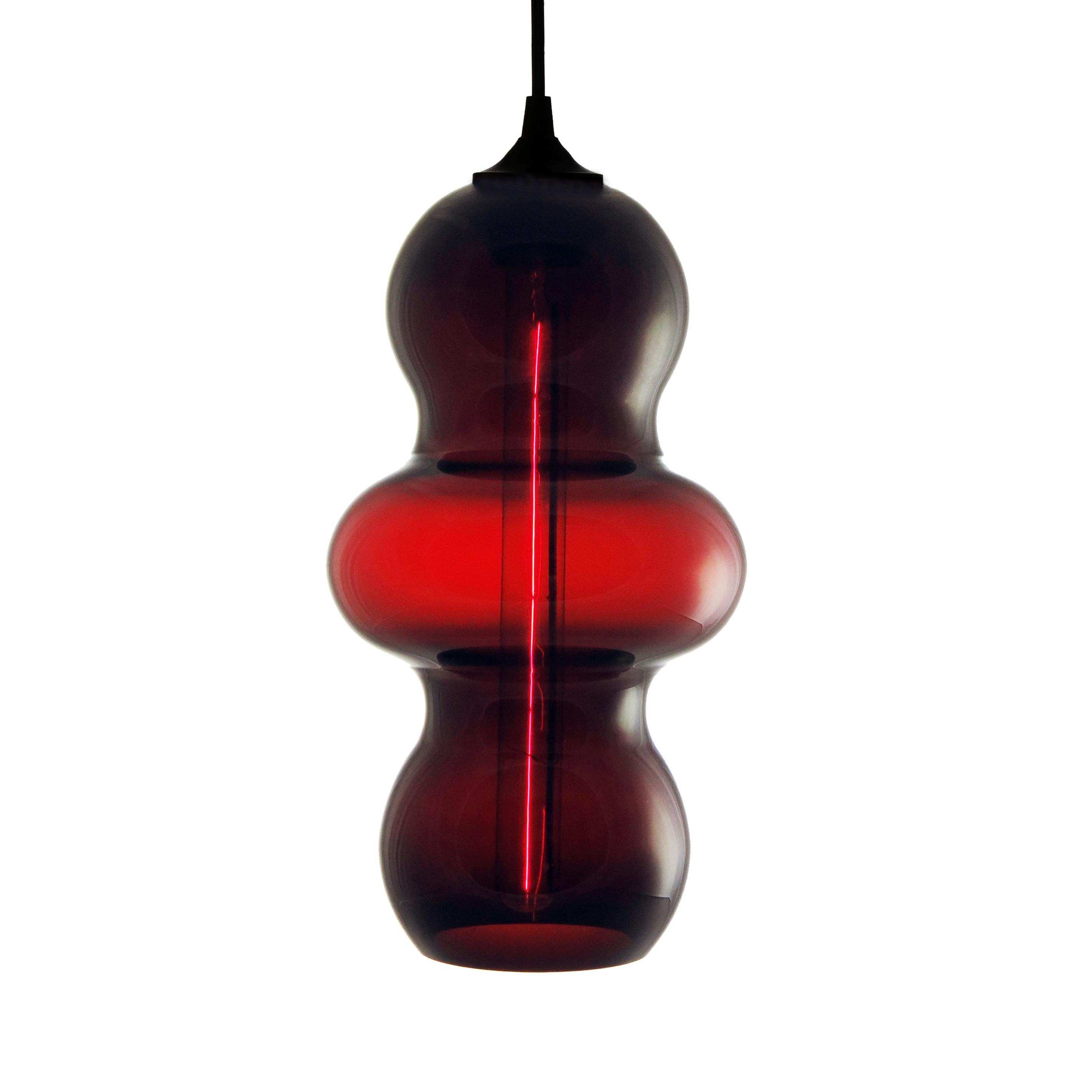 Organic Modern Luscious Pink Contemporary Organic Architectural Hand Blown Pendant Lamp For Sale