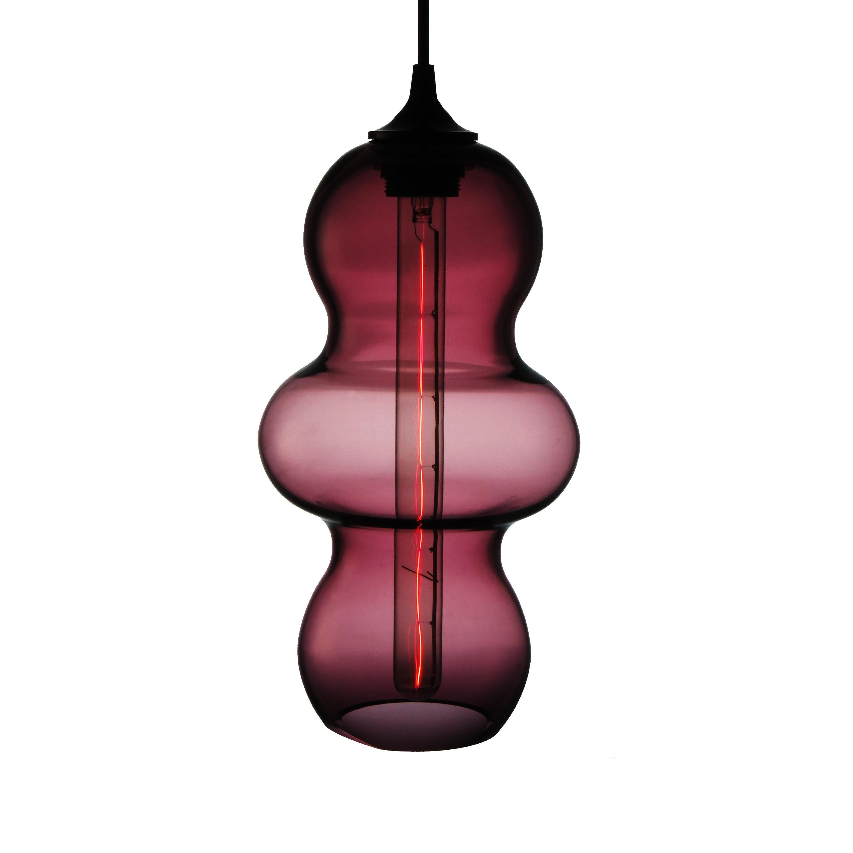 Luscious Pink Contemporary Organic Architectural Hand Blown Pendant Lamp For Sale 1