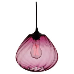 Luscious Pink Modern Transparent Hand Blown Glass Architectural Pendant Lamp