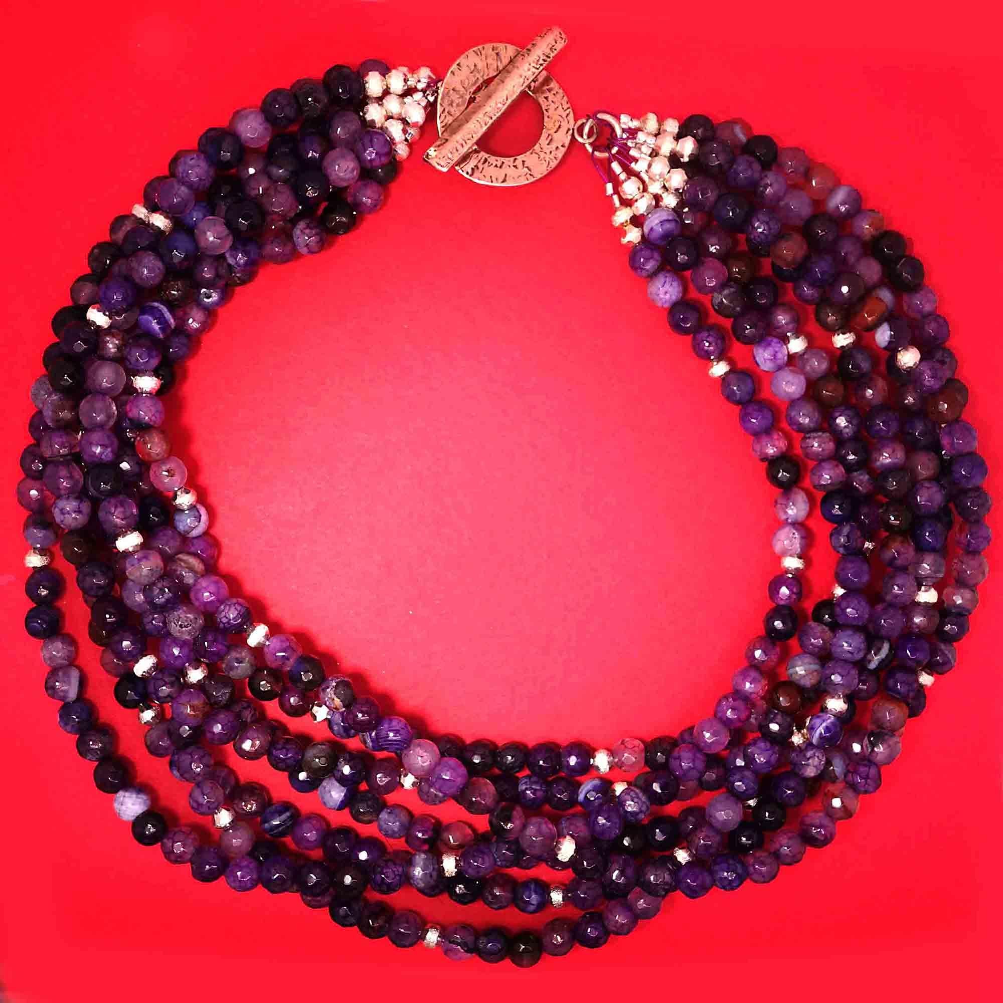 Gemjunky Luscious Purple Multi-Strand Choker Necklace In New Condition In Raleigh, NC