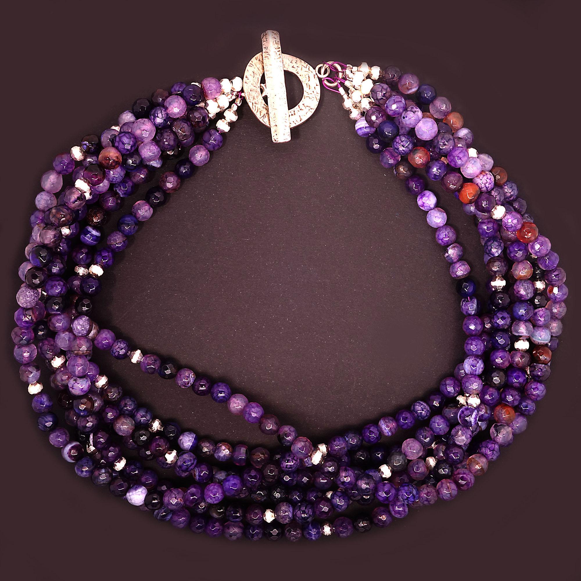 Women's or Men's Gemjunky Luscious Purple Multi-Strand Choker Necklace
