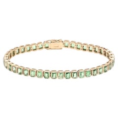 Lush Green 14K (Custom) Yellow Gold Emerald-Cut Bracelet