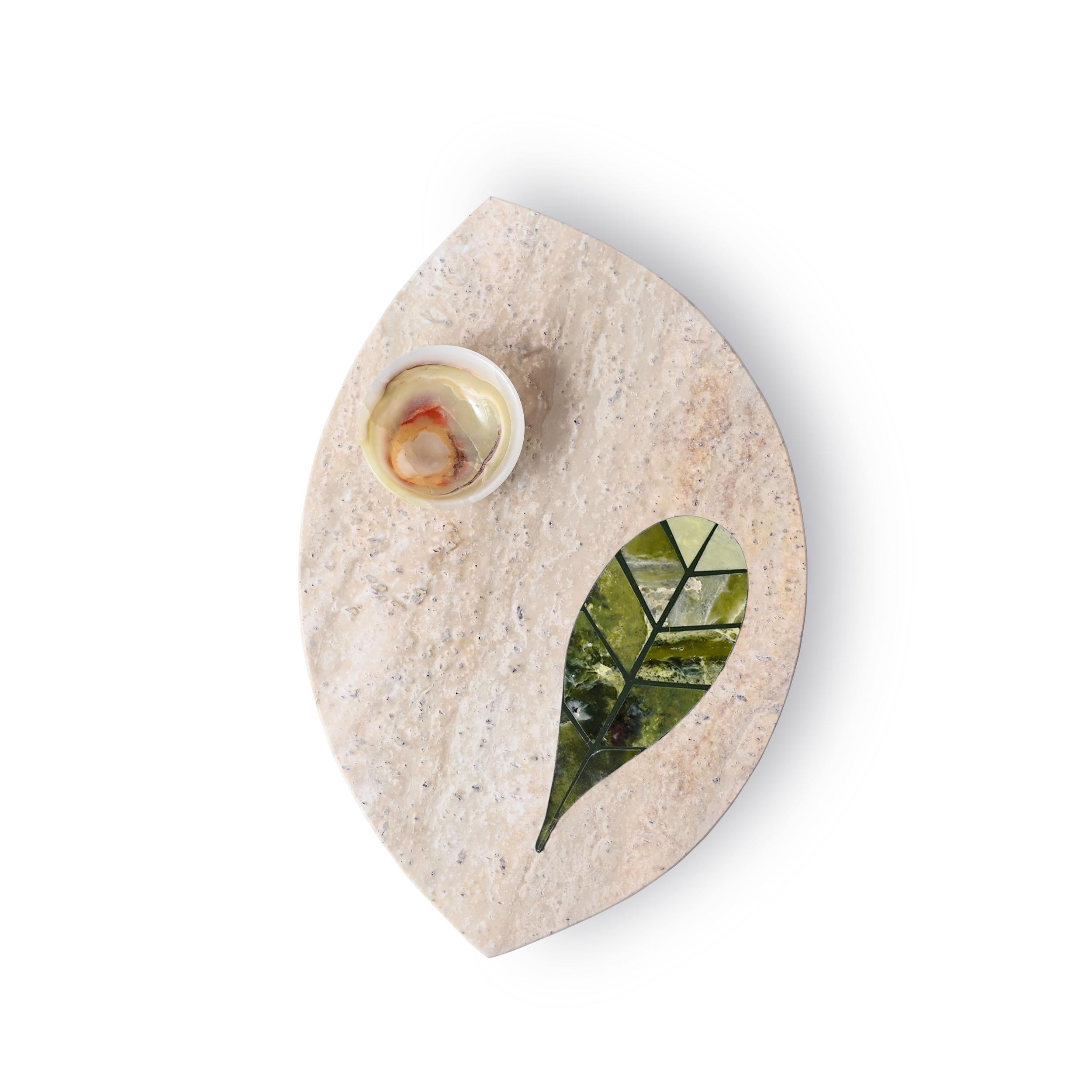 Lush platter I by Studio Lel
Dimensions: D35.6 x H22.8 x H2.5 cm
Materials: Serpentine, Marble

These are handmade from semiprecious stone and marble in a small artisanal workshop. Please note that variations and slight imperfections are part of