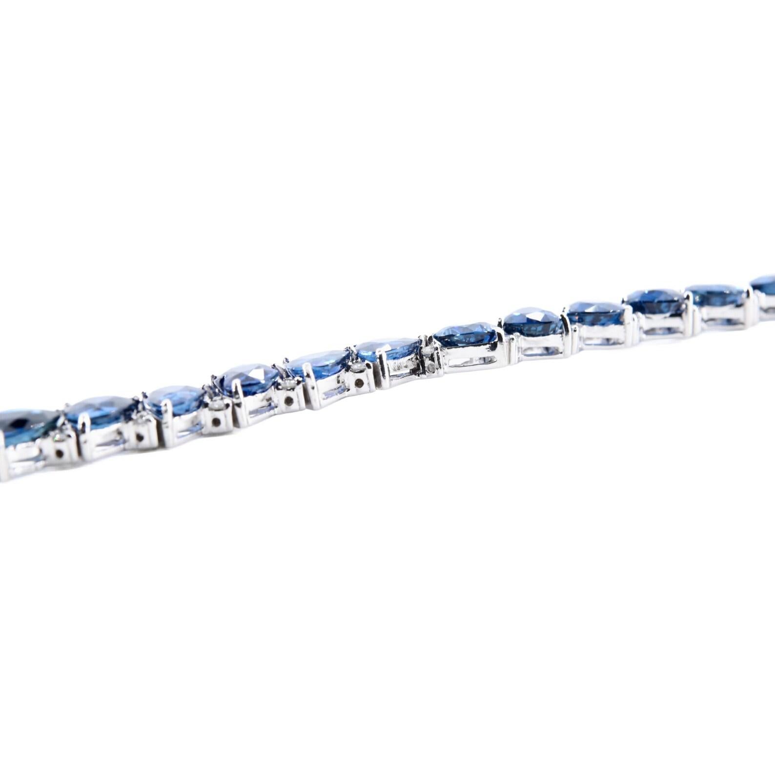 Women's Lush Sapphire & Diamond Bracelet in 18 Karat White Gold For Sale