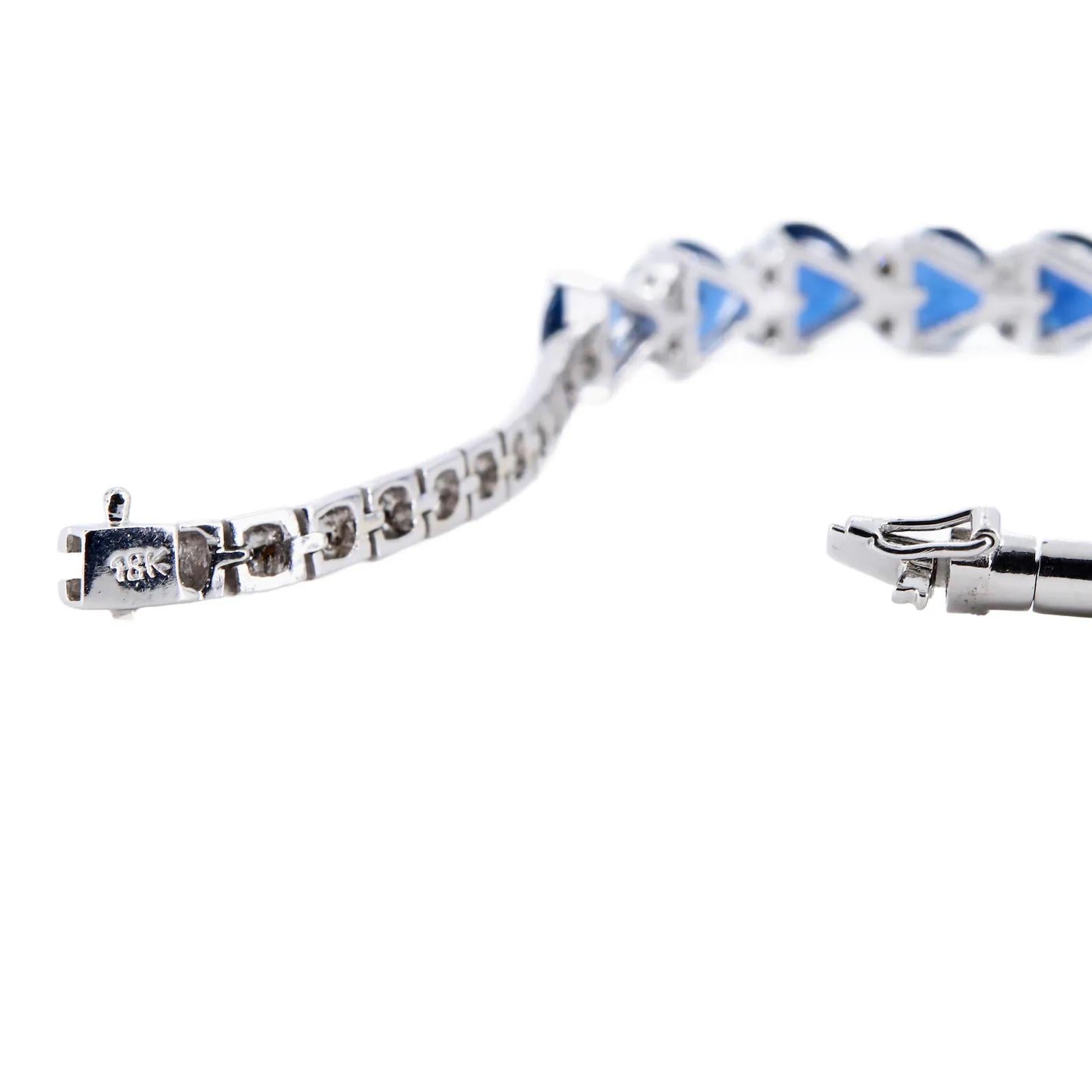 Lush Sapphire & Diamond Bracelet in 18 Karat White Gold For Sale 2