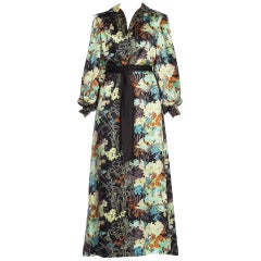 Vintage Lush Silk Satin 1970
s Floral Dress Lined in Japanese Silk