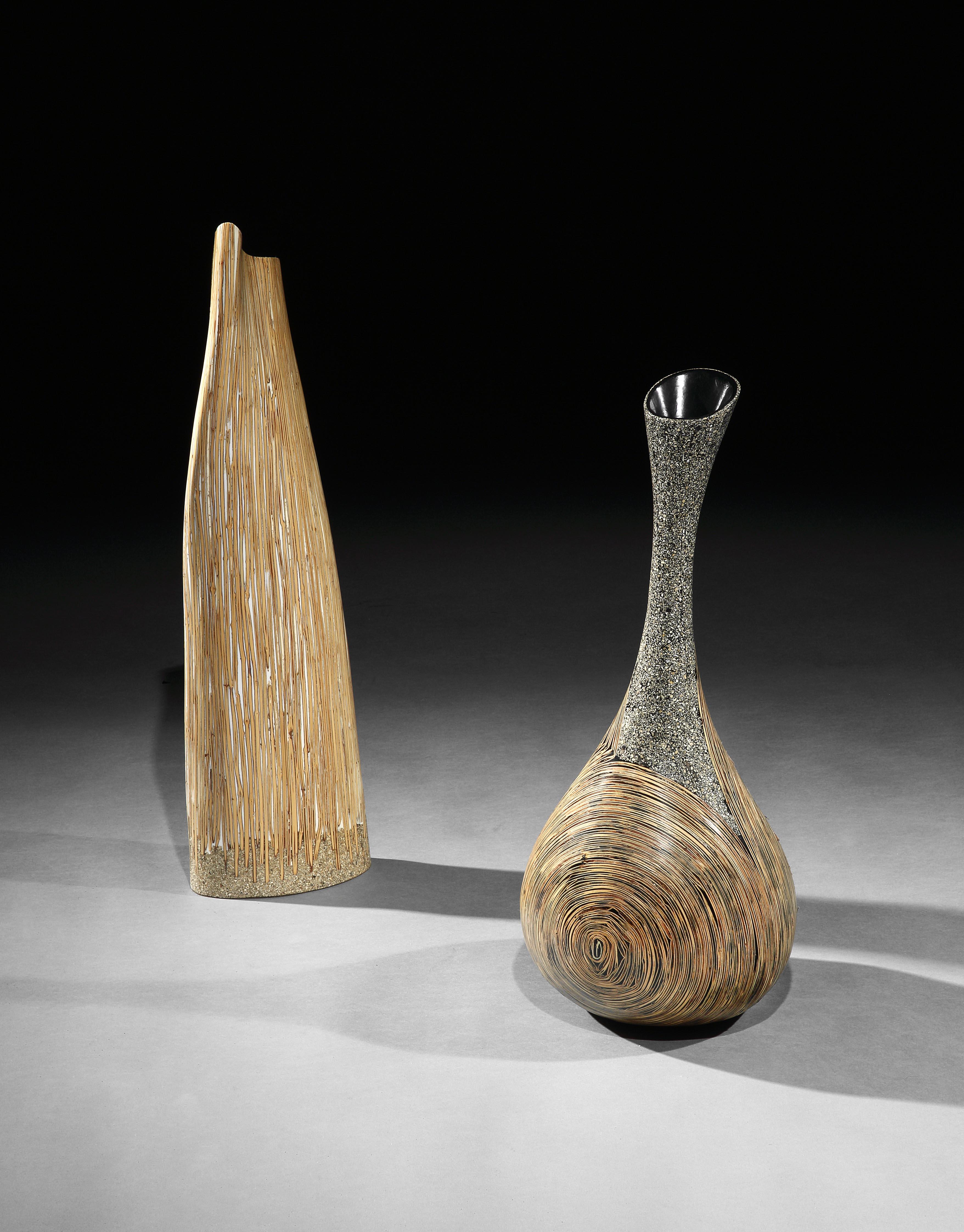 Lusia Robinson Bamboo Sculture Vase Fibreglass For Sale 4