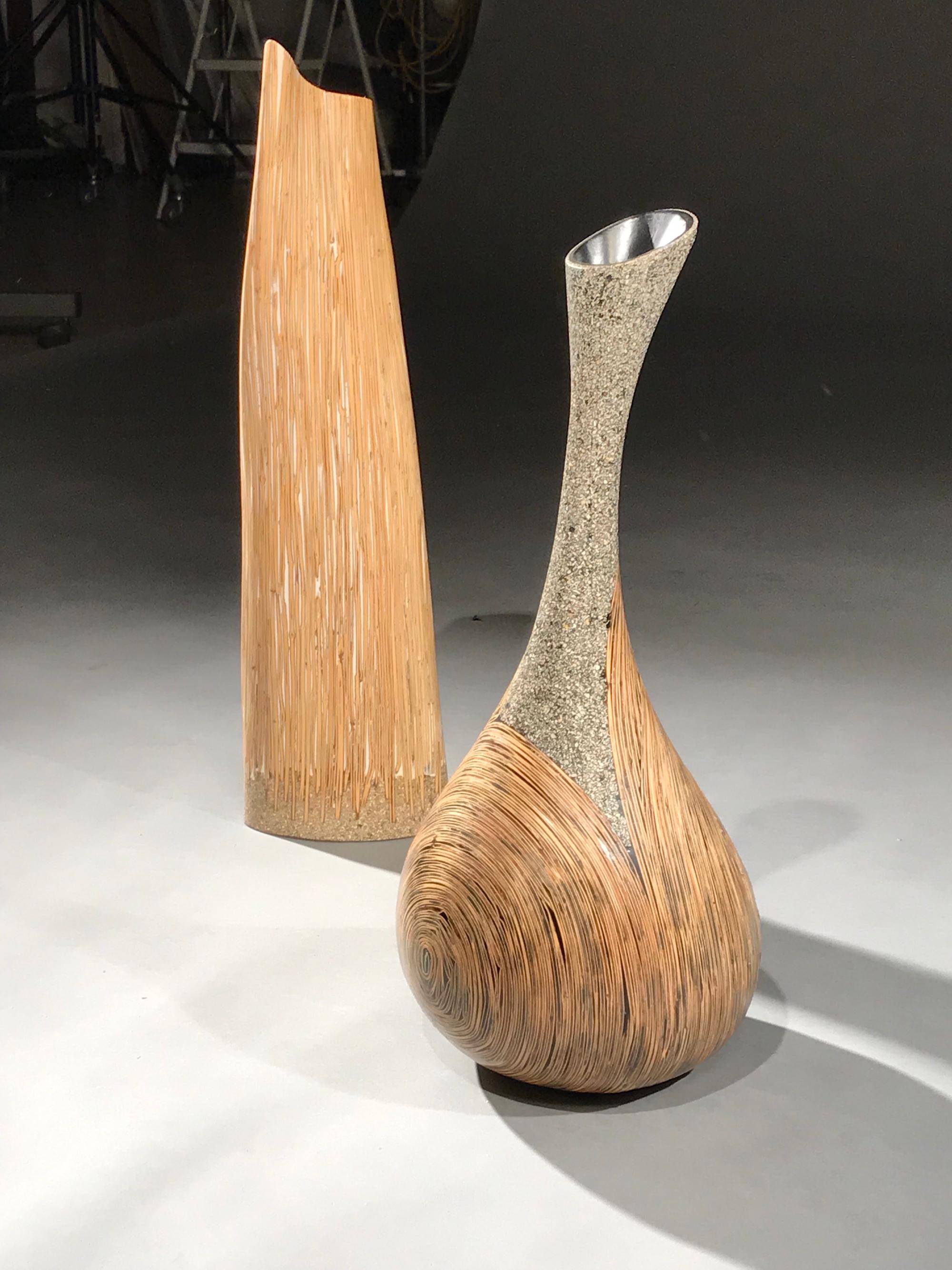 Late 20th Century Lusia Robinson Bamboo Sculture Vase Fibreglass For Sale