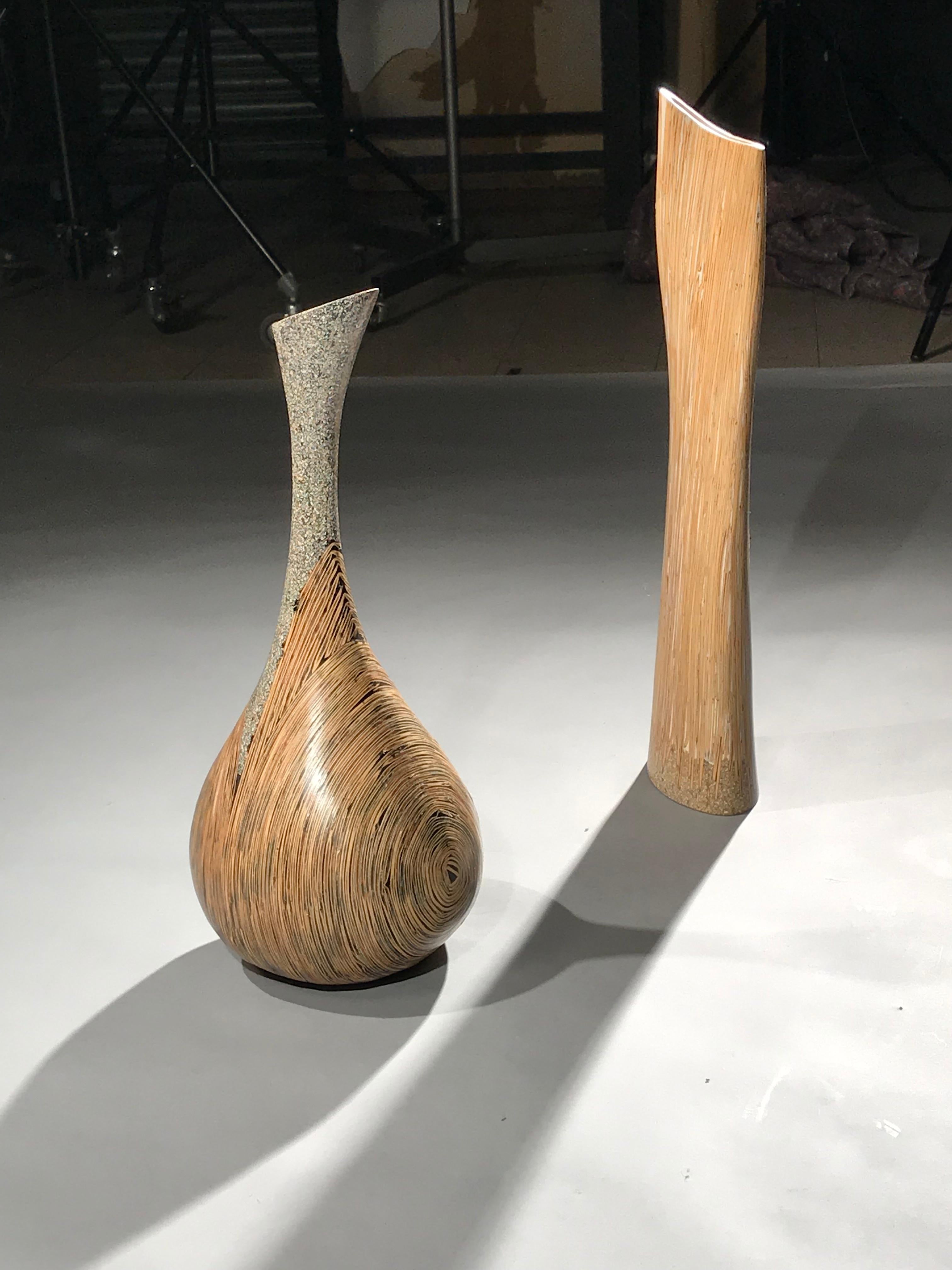 Fibre de verre Vase Sculture de bambou Lusia Robinson en vente