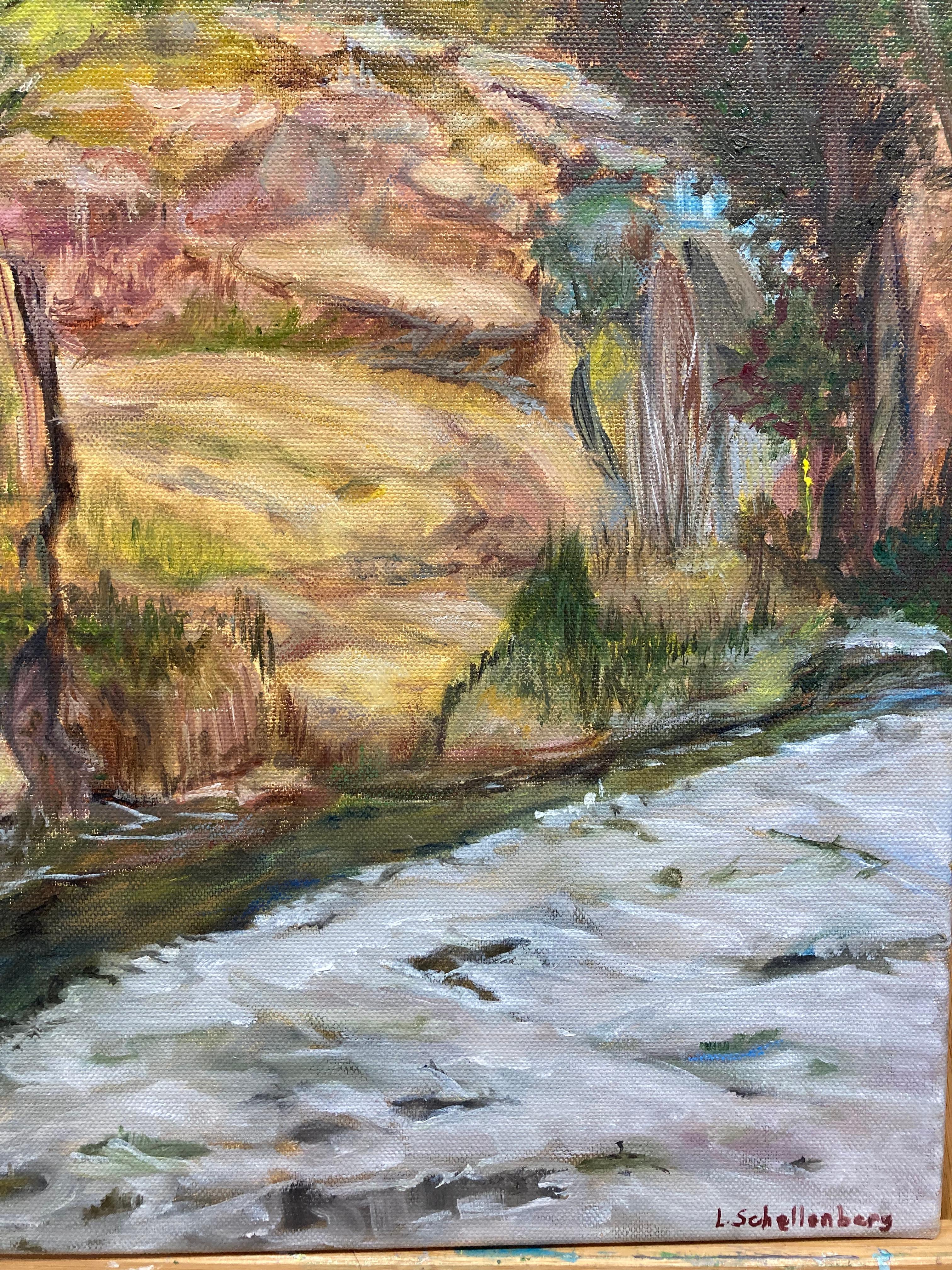 А Tropfen der Sonne. Original-Gemälde – Painting von Lusie Schellenberg