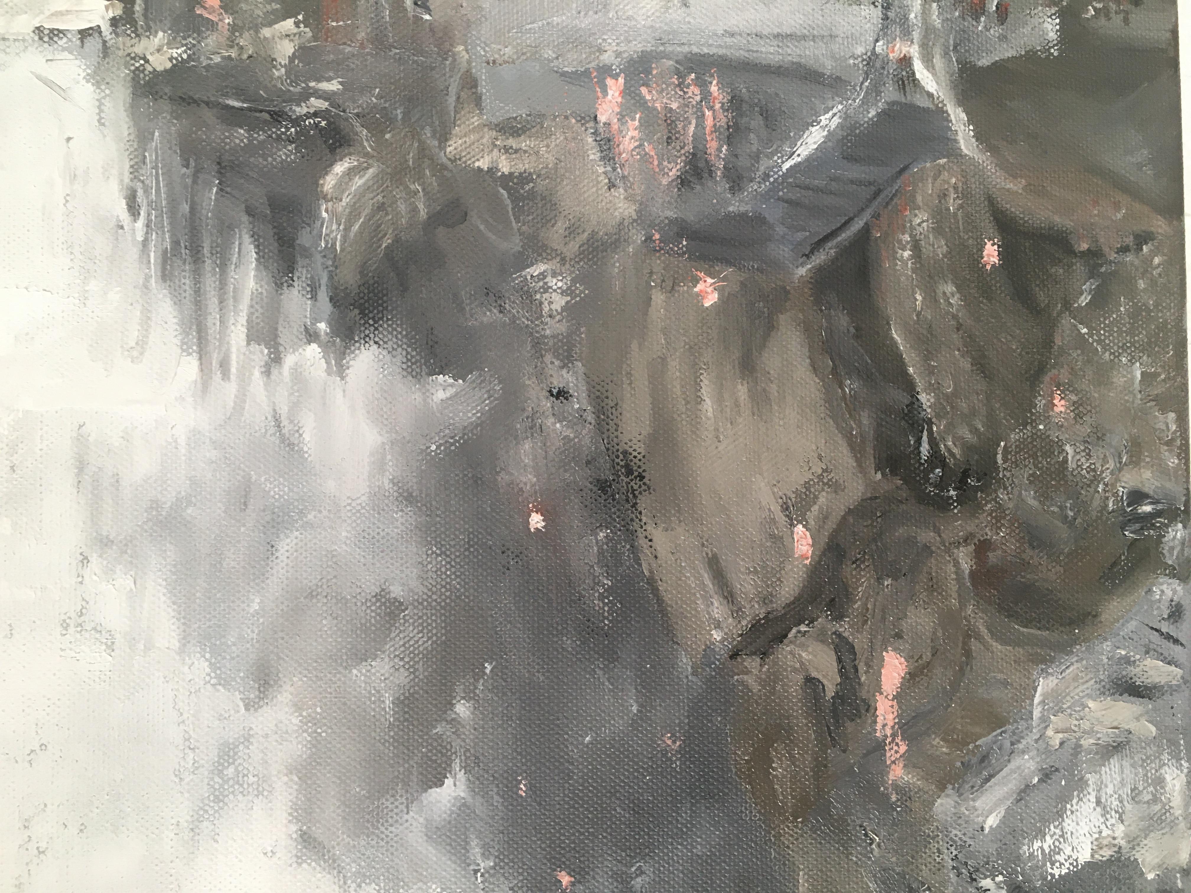 Atmen. Original-Gemälde (Grau), Landscape Painting, von Lusie Schellenberg