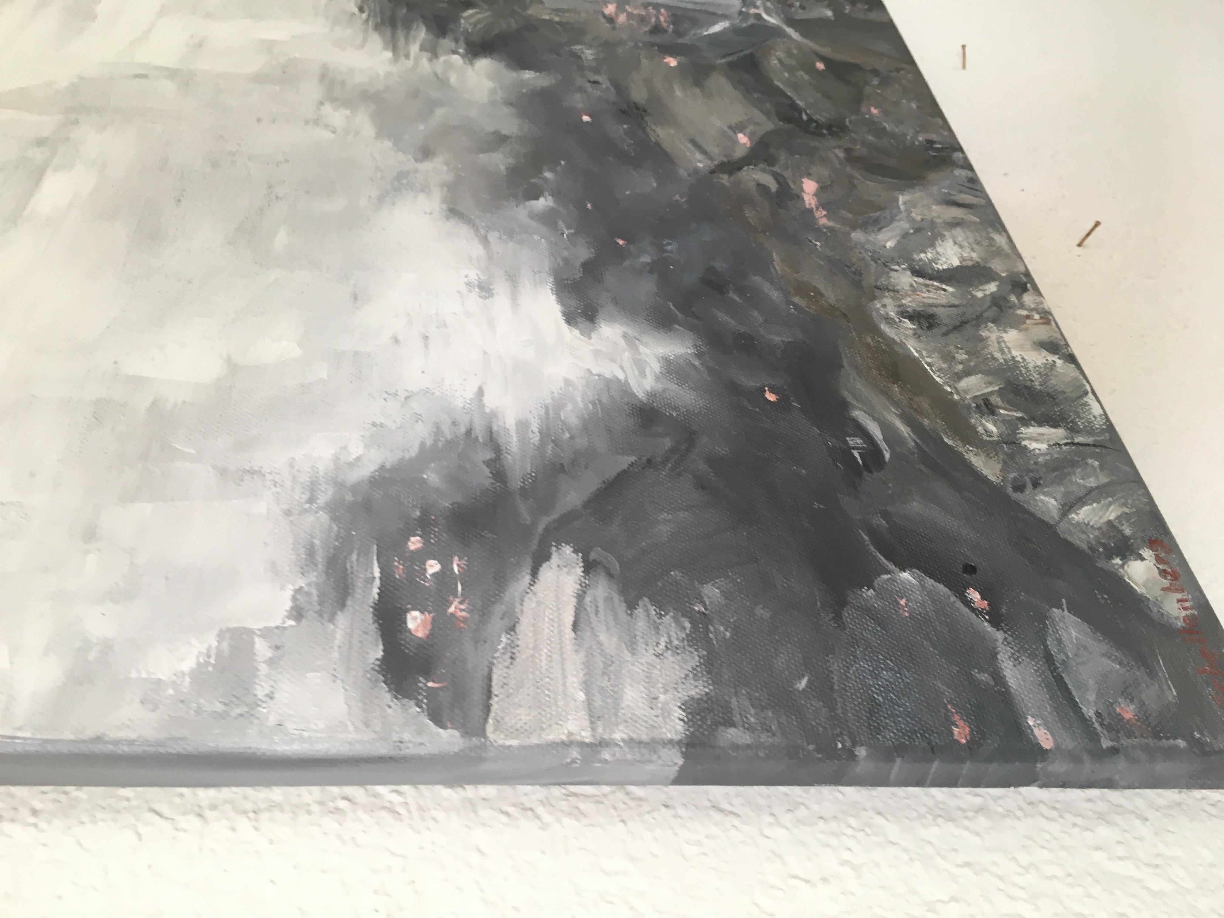 Dieses Kunstwerk steht in der engeren Auswahl für den Visual Art Open 2021 UK Award und den International Emerging Artist Awards.
Dieses Gemälde ist in Öl auf Leinwand gemalt. Diese Textur wurde in Mischtechnik mit einem Spachtel erstellt. Das Werk