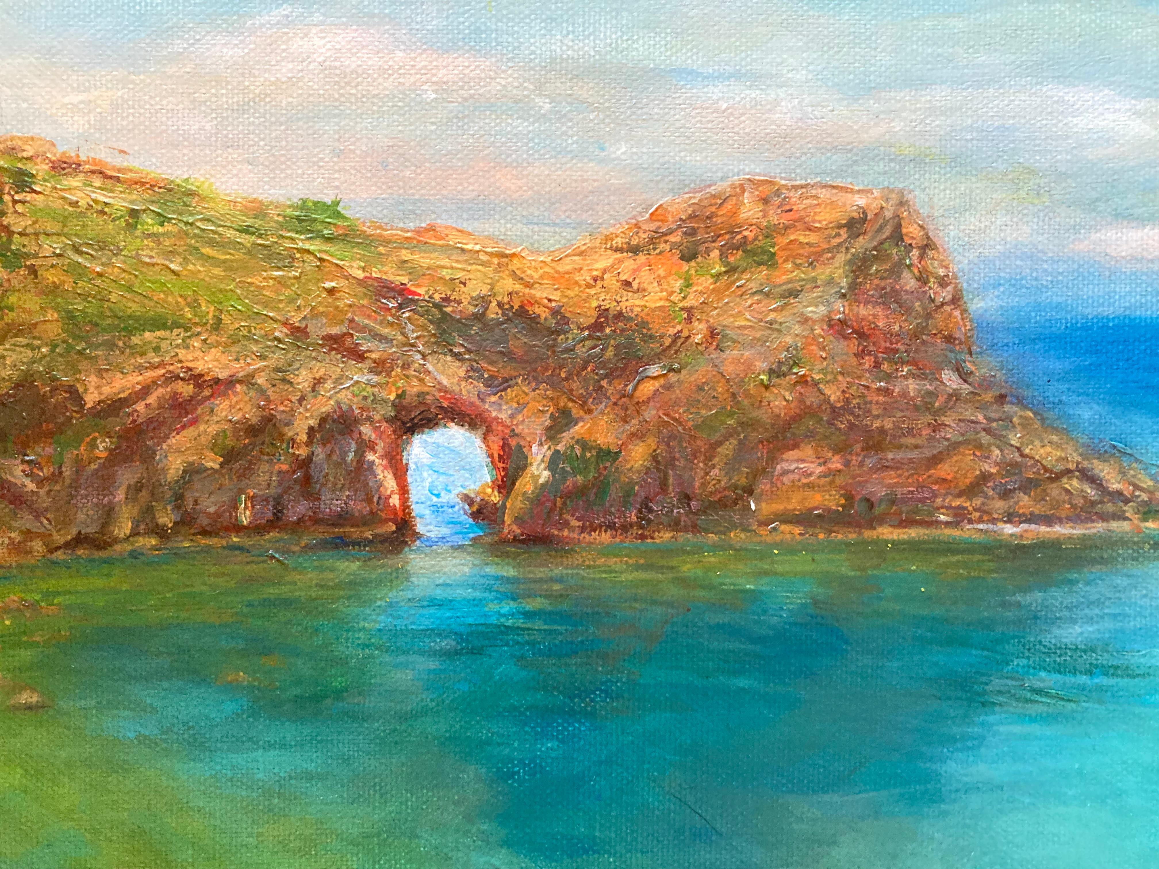 Gruta de Diana. Pintura original - Landscape Painting Gris de Lusie Schellenberg