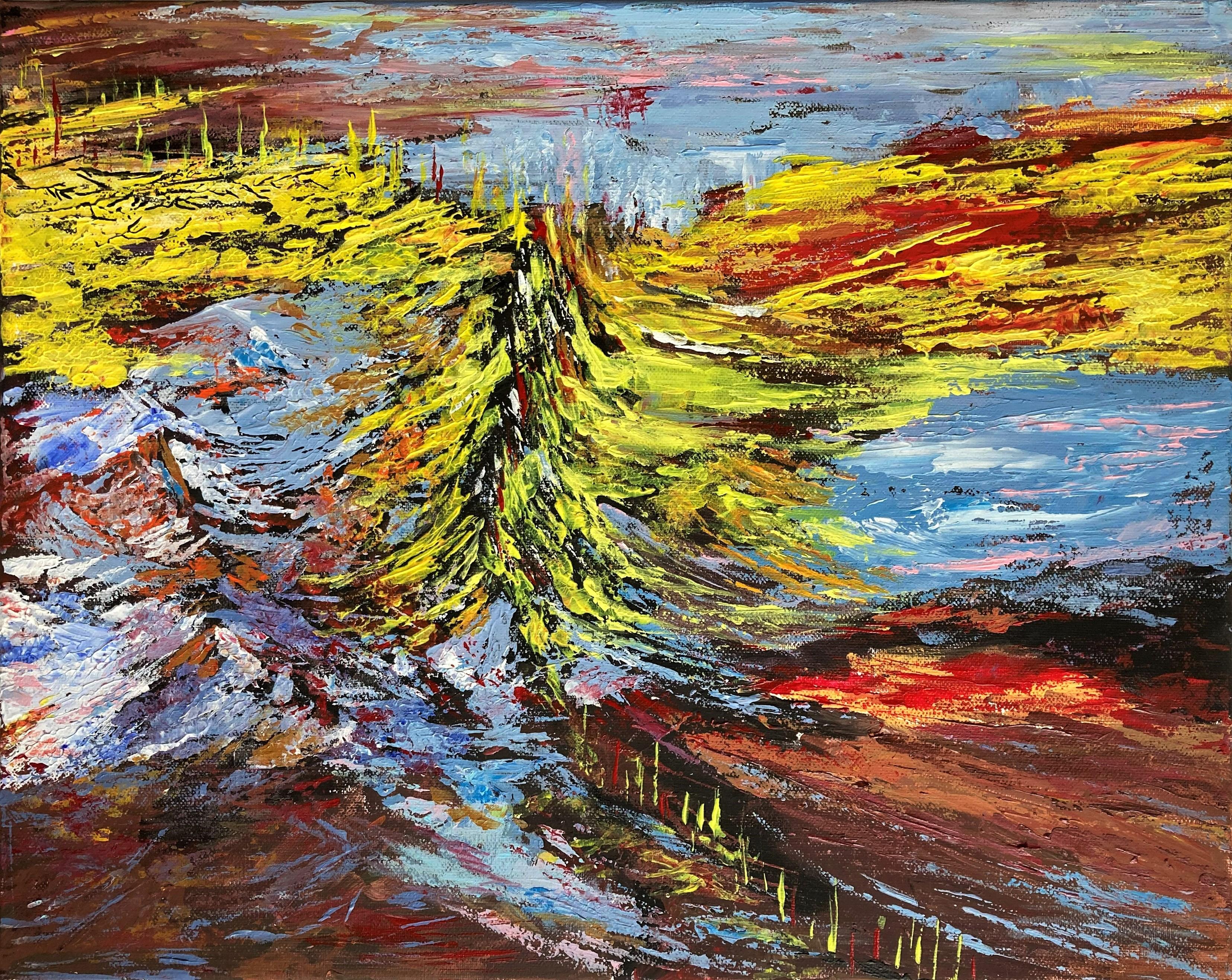 Dragon tail . Original painting - Brown Landscape Painting by Lusie Schellenberg