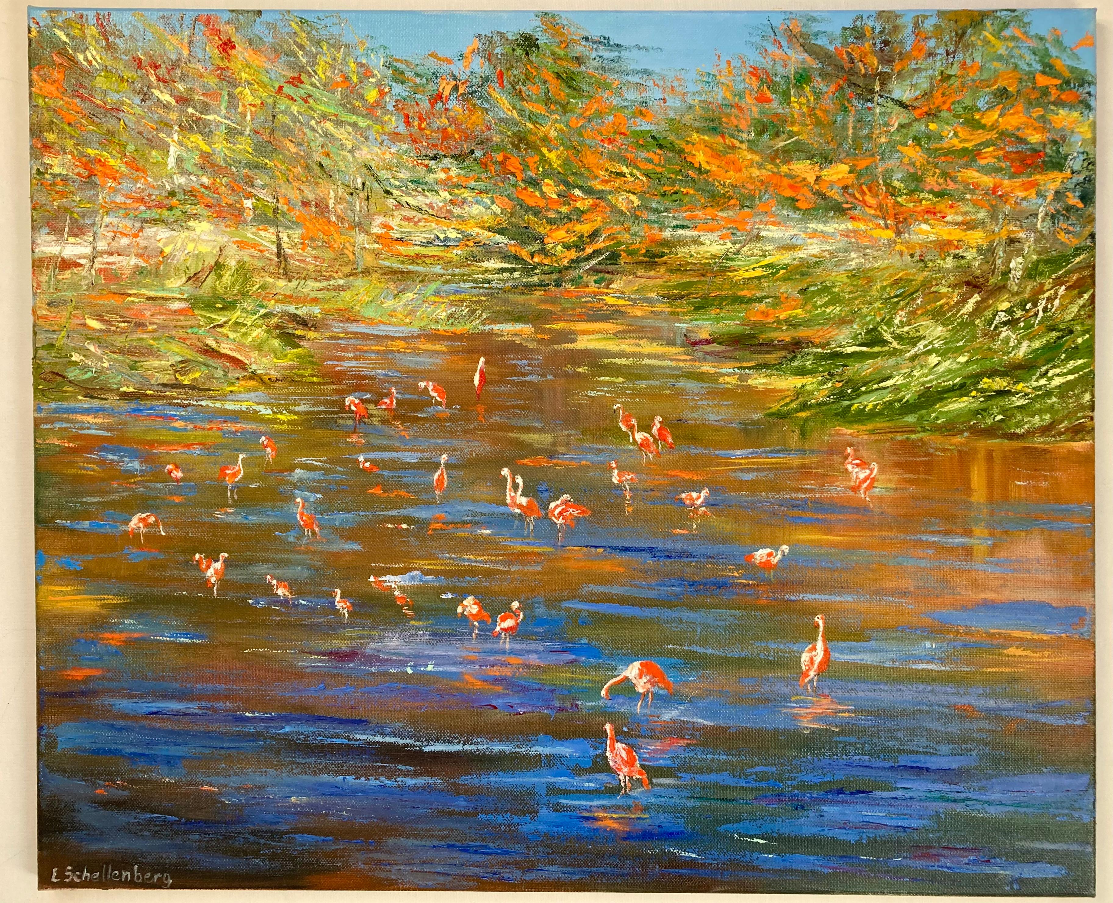 Flamingo. Original painting - Painting by Lusie Schellenberg