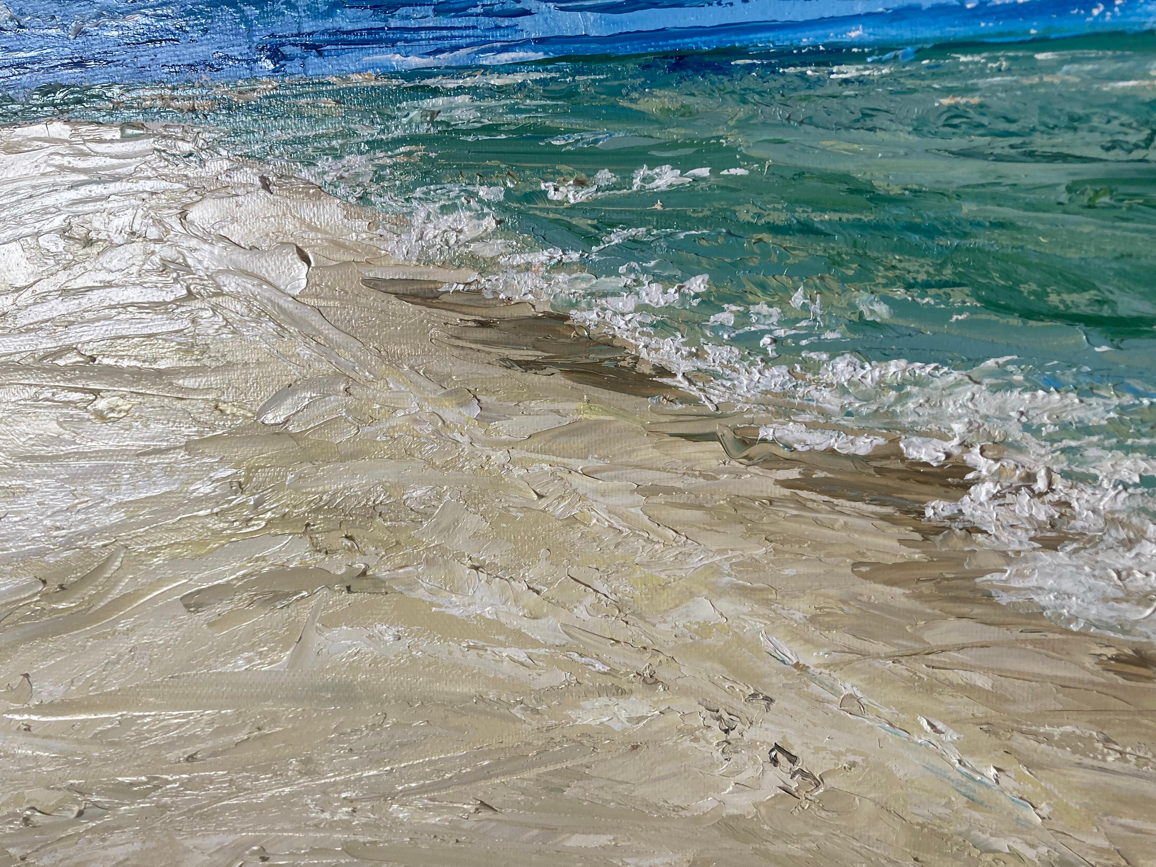 Fußabdrücke im Sand. Original-Gemälde – Painting von Lusie Schellenberg