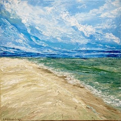 Footprints in the sand. Original painting