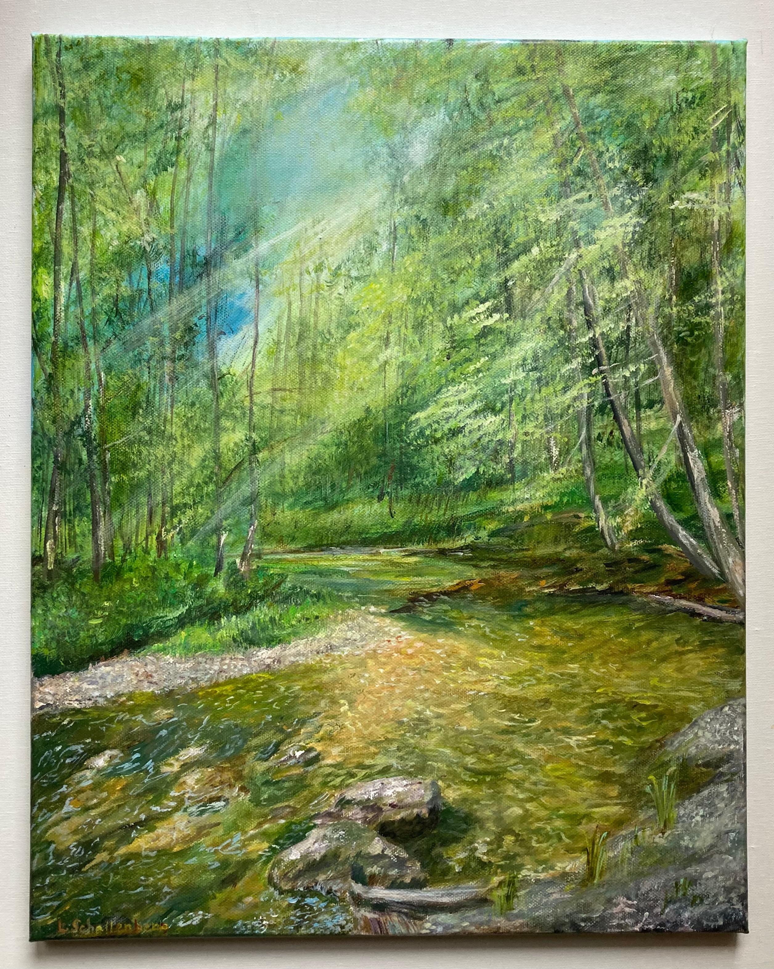 Forest in Lenzerheide. Original painting - Painting by Lusie Schellenberg